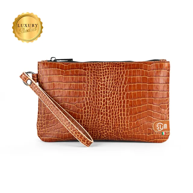 SLim Pochette Polsiera Cocco Cuoio pochette pelle 23x14 cm