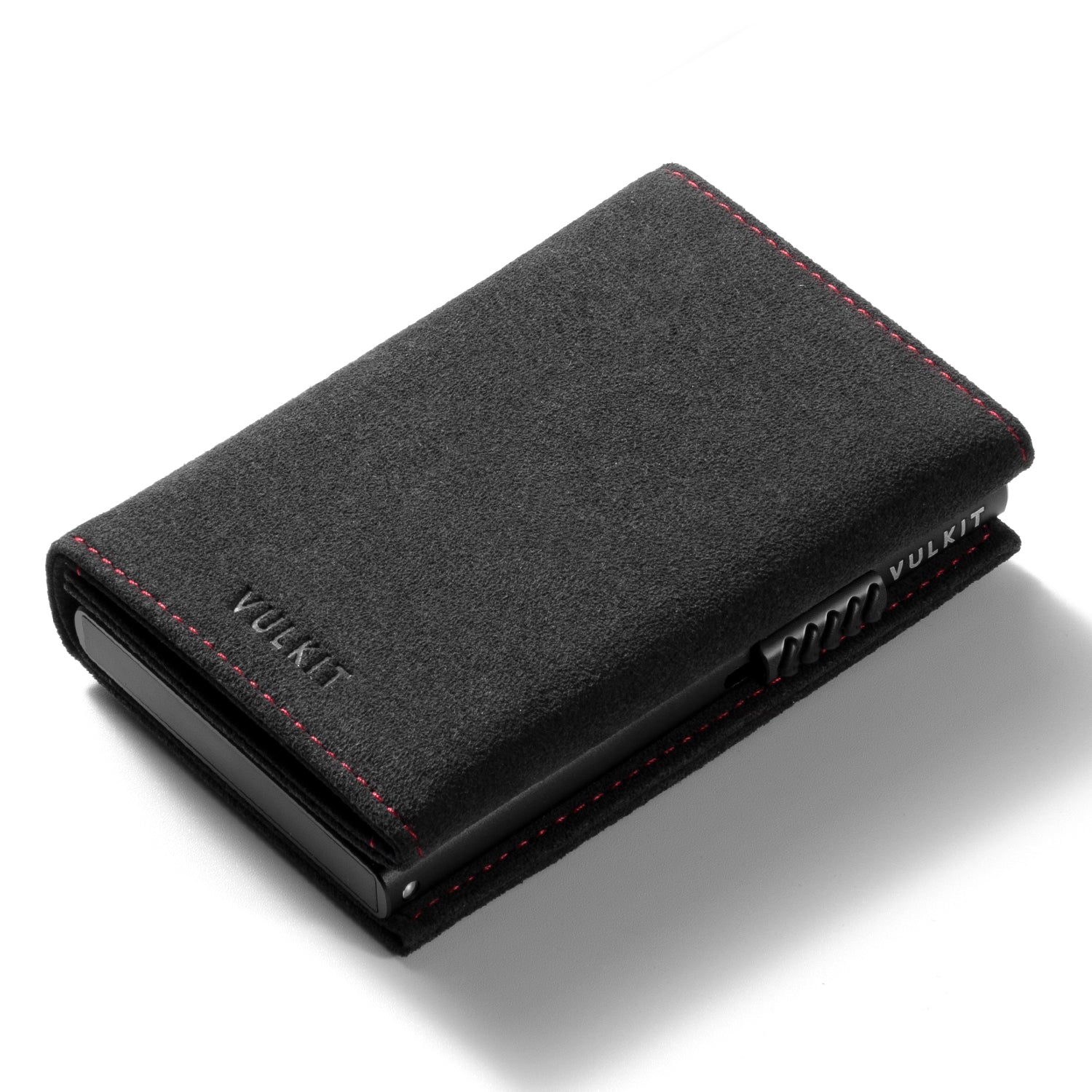 VULKIT VC302A Portafoglio Alcantara Blu Tre Ante RFID Zip