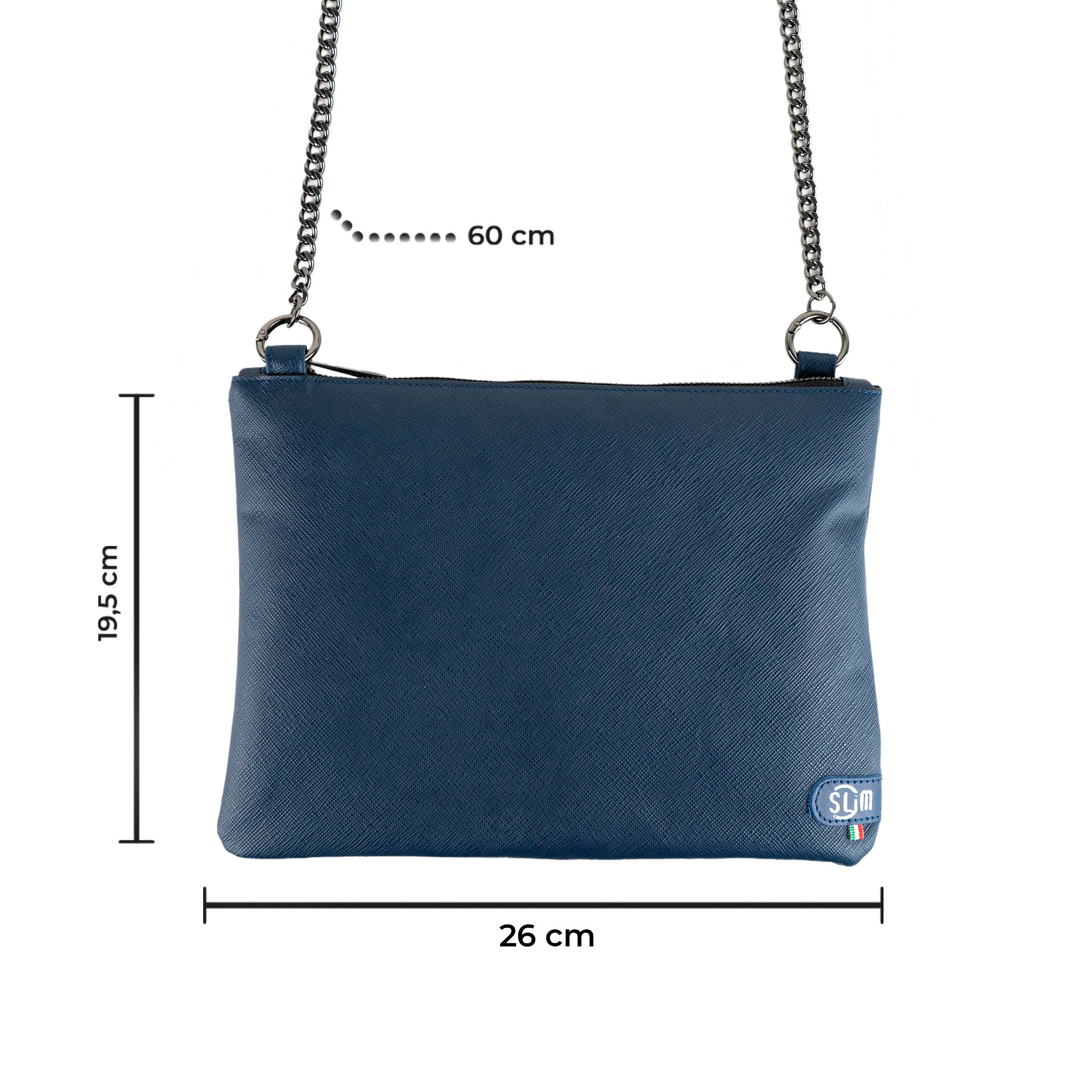 SLim Pochette Tracolla pelle saffiano blu 24x19