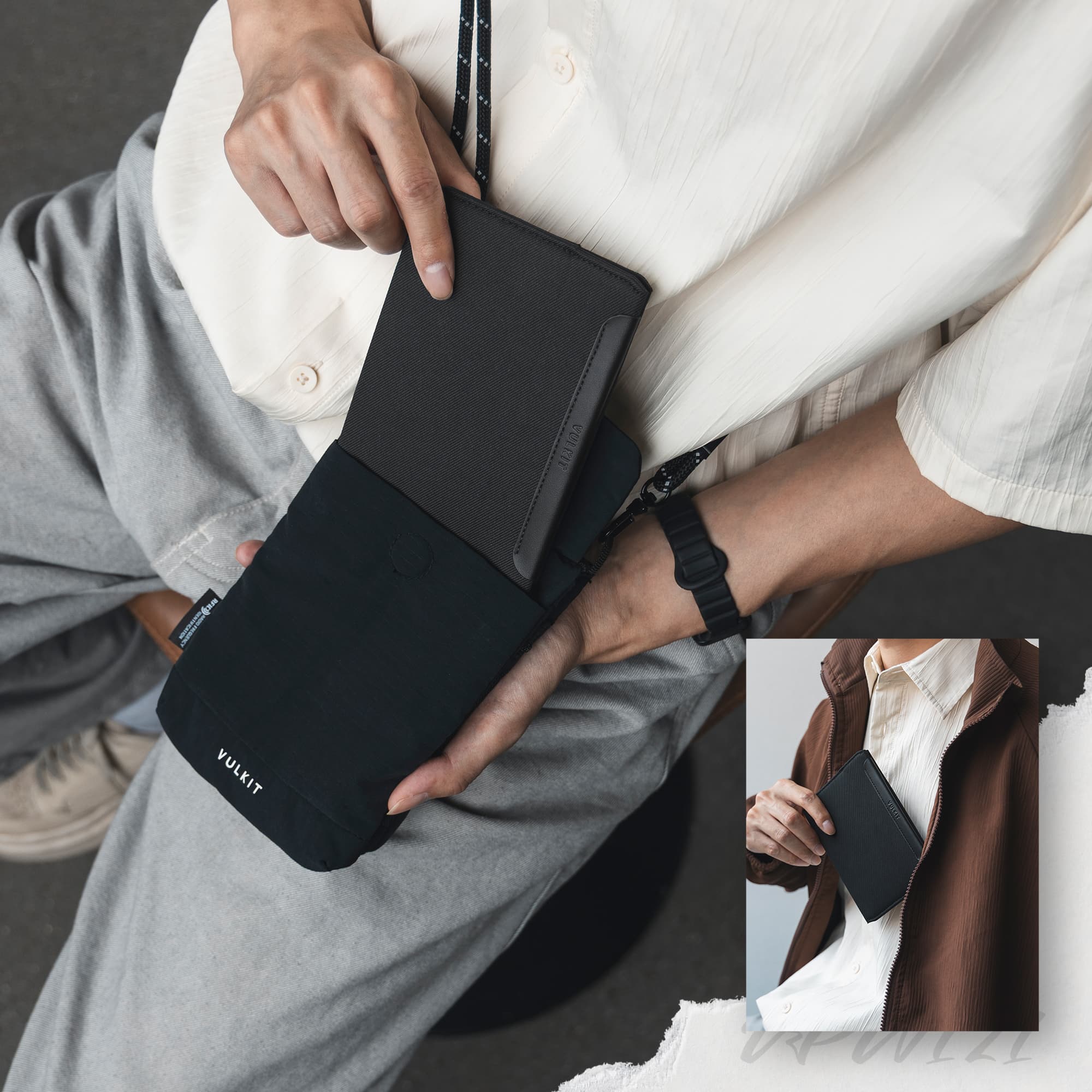VULKIT Passport Card Holder VPW121 portapassaporto RFID nero