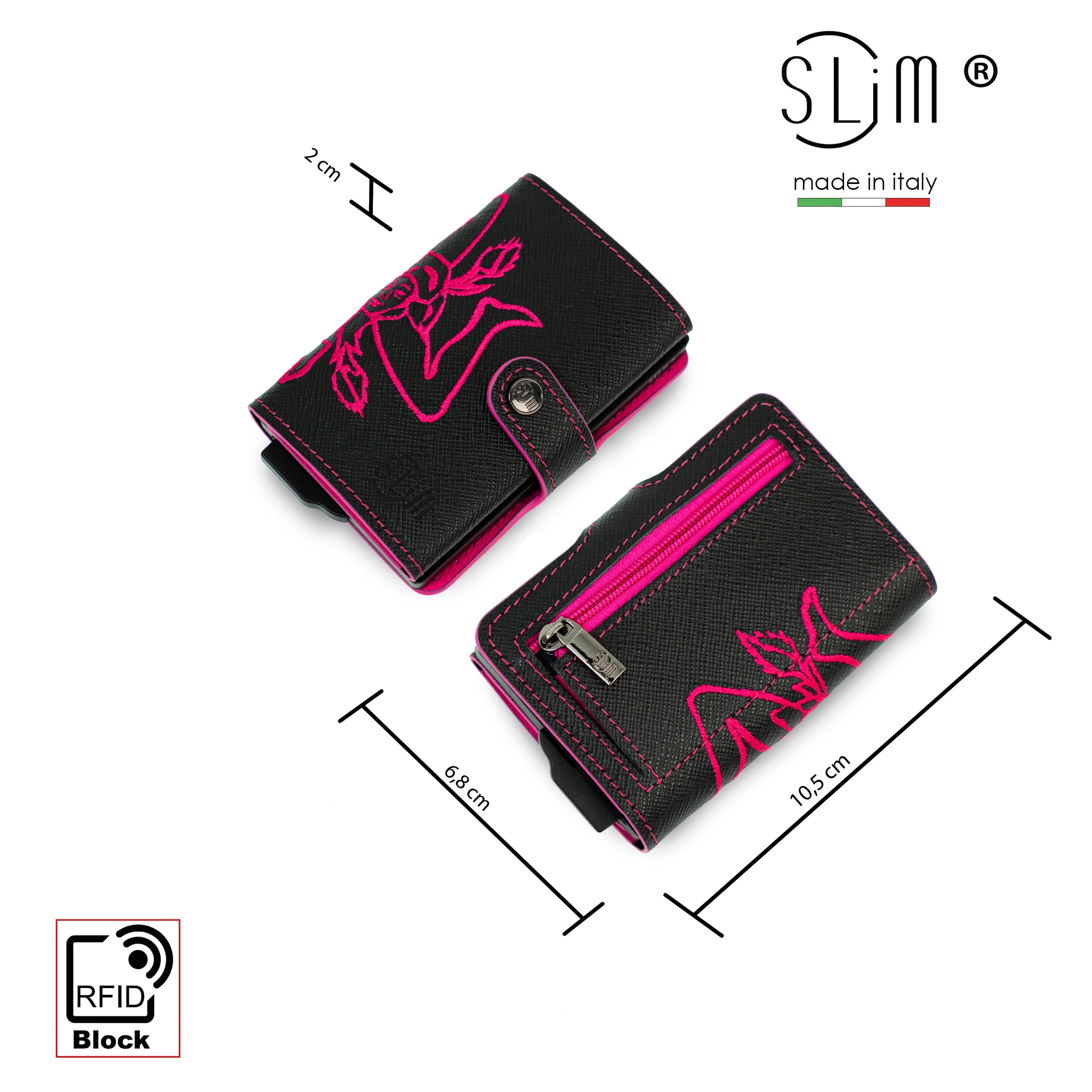 SLim Saffiano Tema Sicilia Portafoglio Fucsia