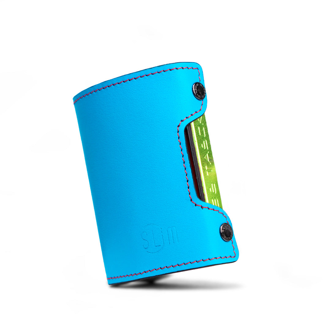 SLim Be Tasck Pelle Liscia Portafoglio Azzurro Rosso