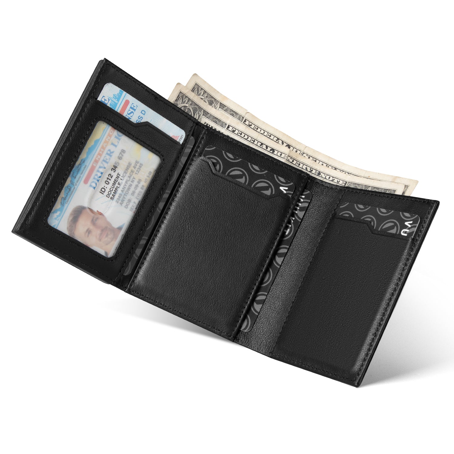 VULKIT Pop Up VC302P portafoglio pelle nero con cerniera
