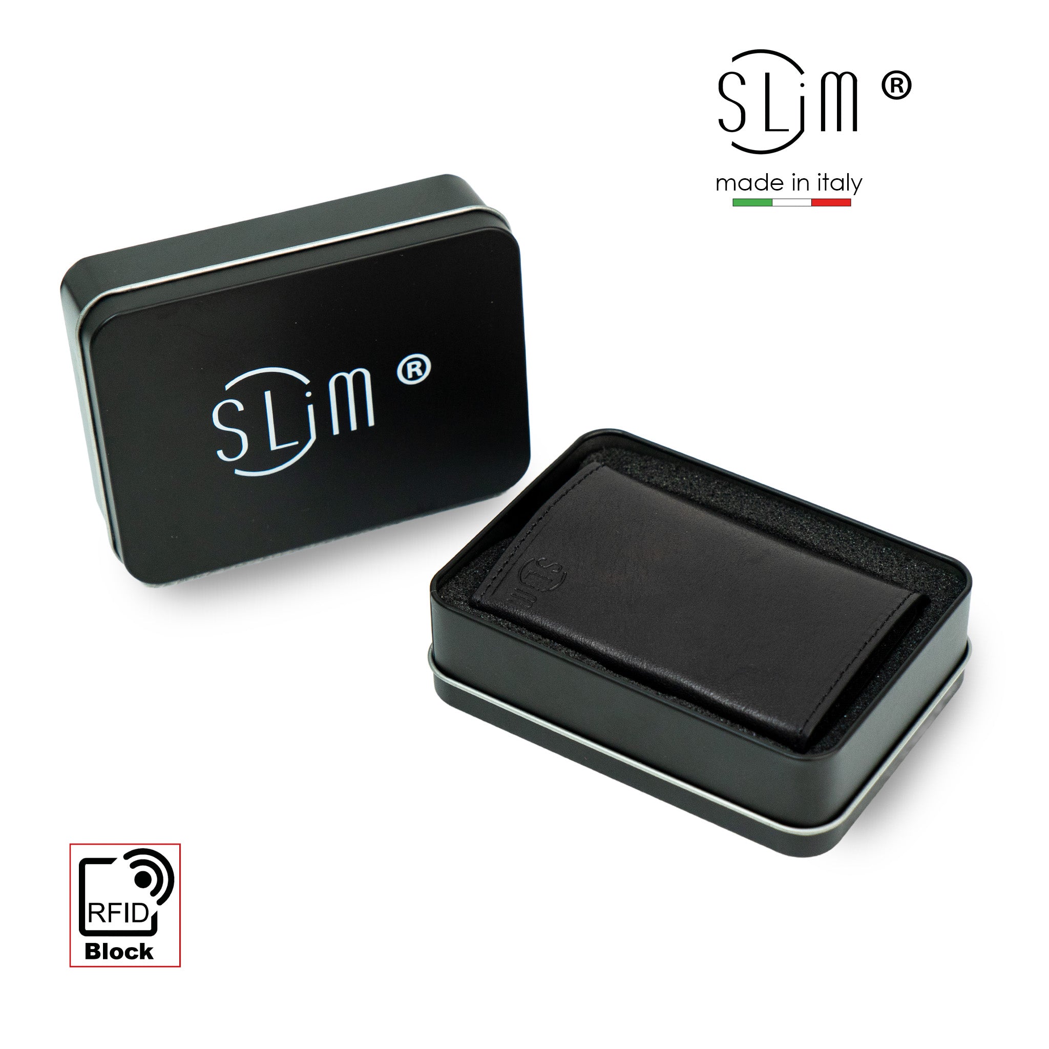 SLim Touch Concia Vegetale Nero portafoglio 10,5x7 RFID