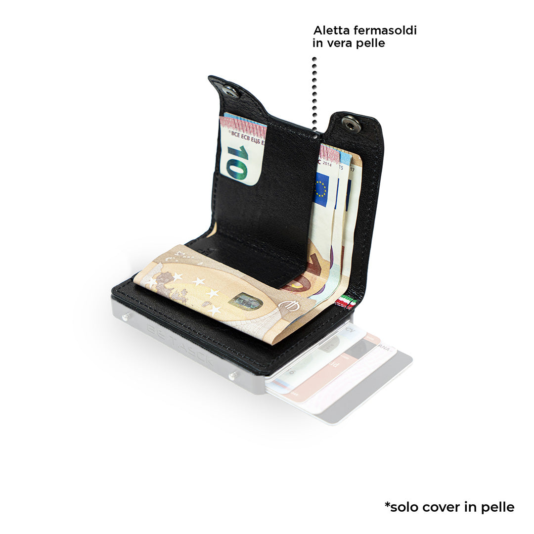 SLim Be Tasck Vegetale Nero cover in pelle nera