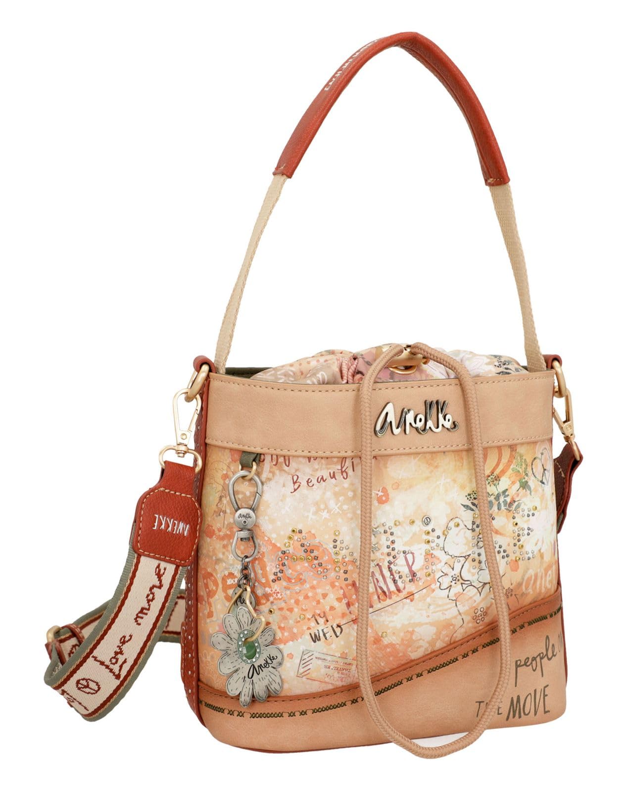 ANEKKE Bloom borsa secchiello Flowers tracolla regolabile