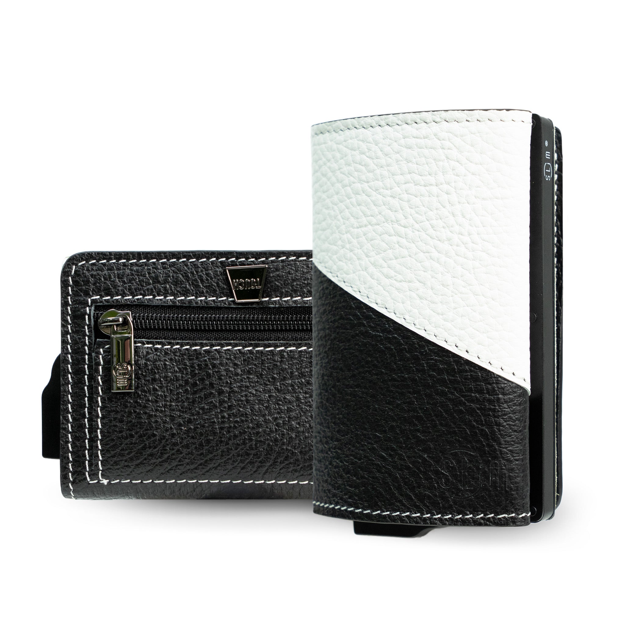 SLim Touch Bicolor Bianconero portafoglio compatto pelle