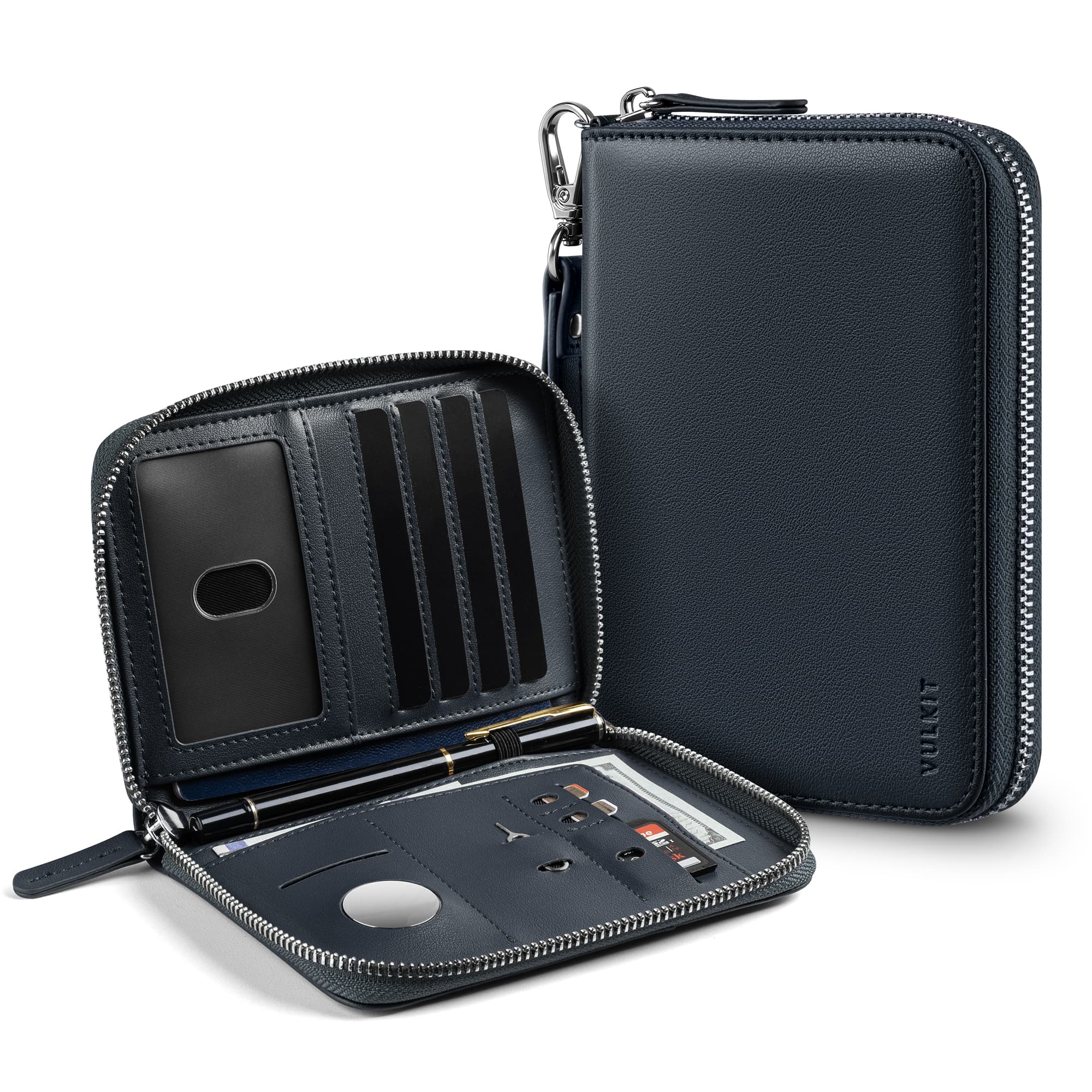 VULKIT Passport VPW111 porta passaporto pelle nero RFID zip