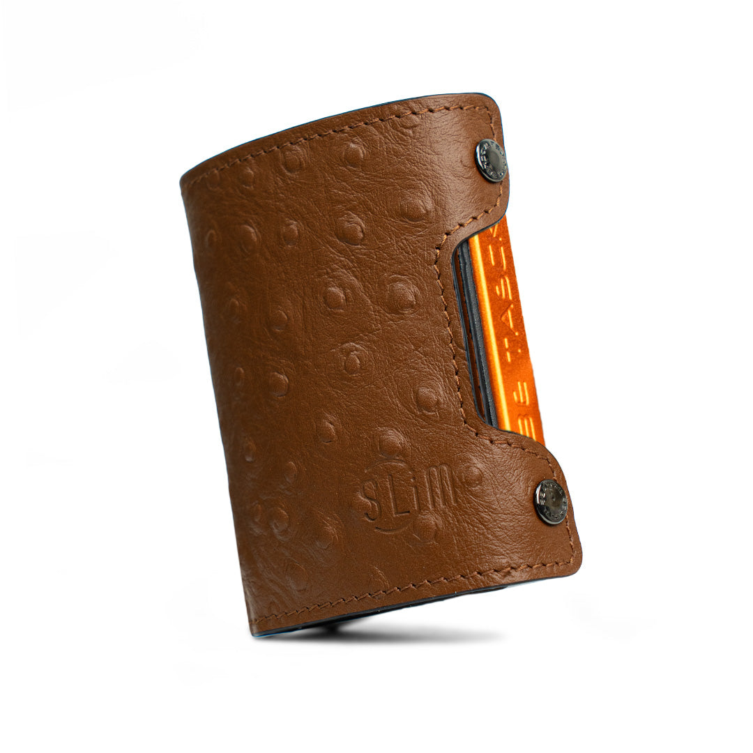 SLim Be Tasck portafoglio Struzzo Marrone frame nero