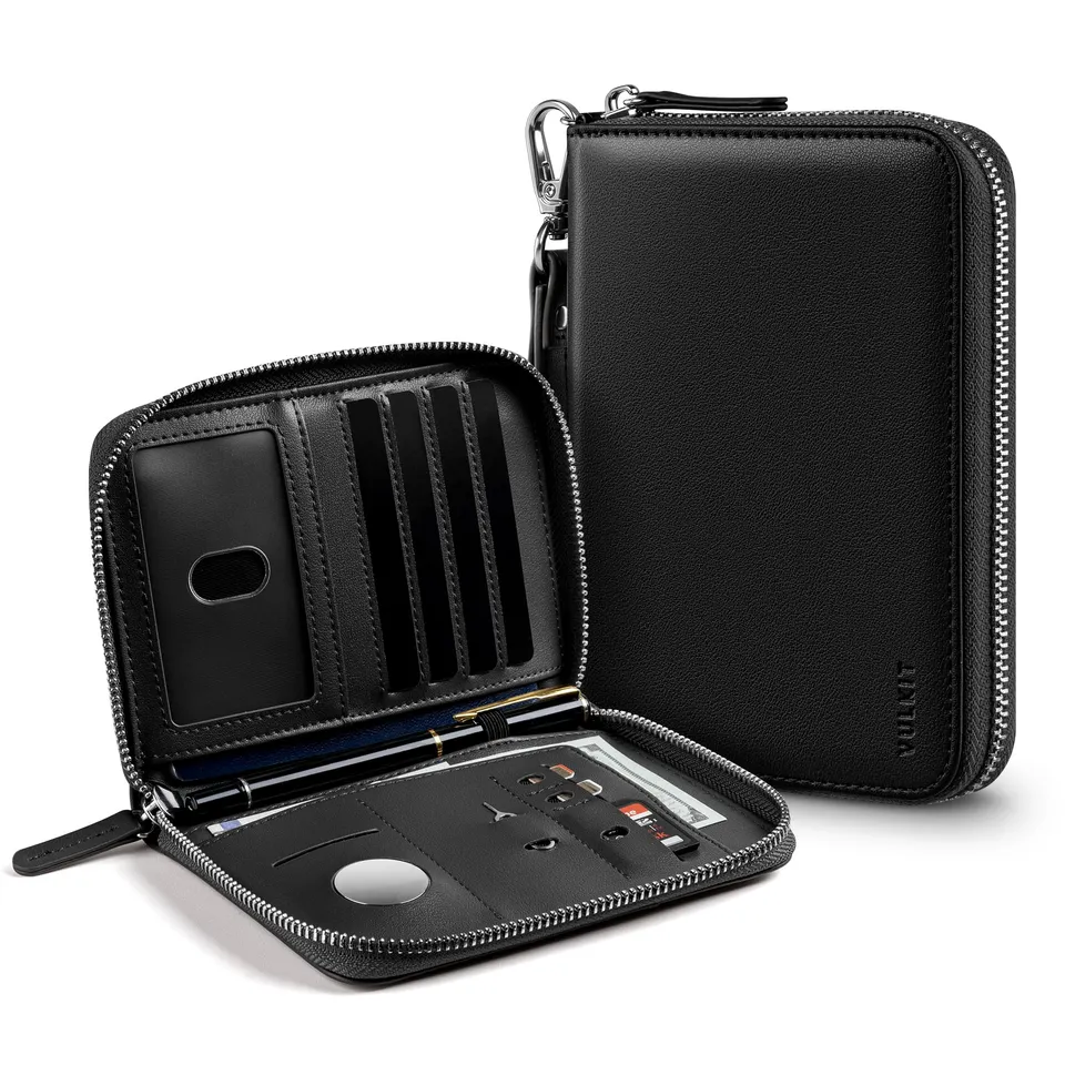 VULKIT Passport VPW111 porta passaporto pelle nero RFID zip