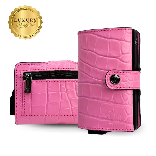 SLim Stampa Cocco Portacarte Rosa Matt RFID