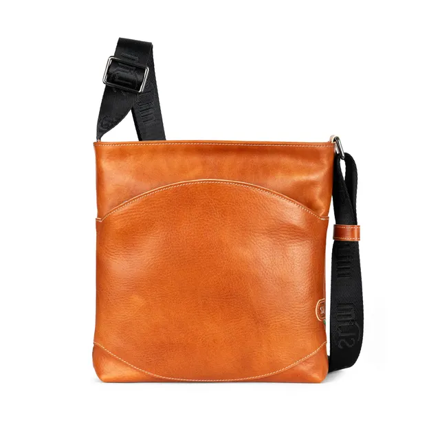 SLim Bag borsa vera pelle vegetale cognac 23x24 cm