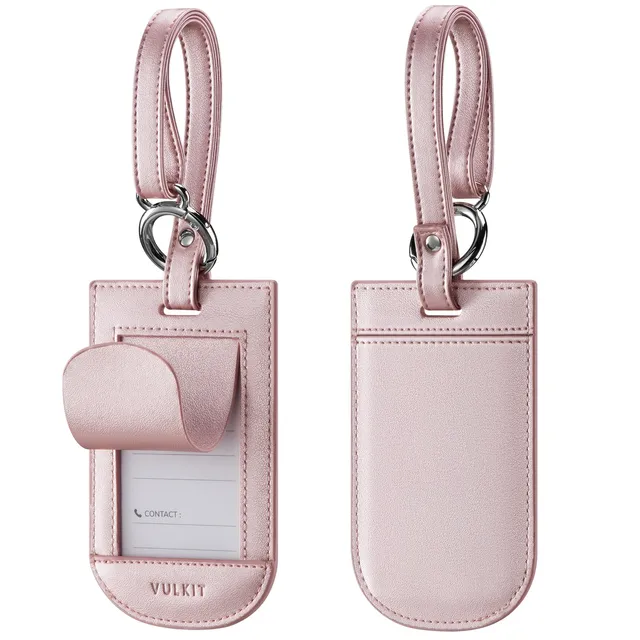 VULKIT Travel Gear VLT100 etichette bagaglio pelle rosa 2 pezzi