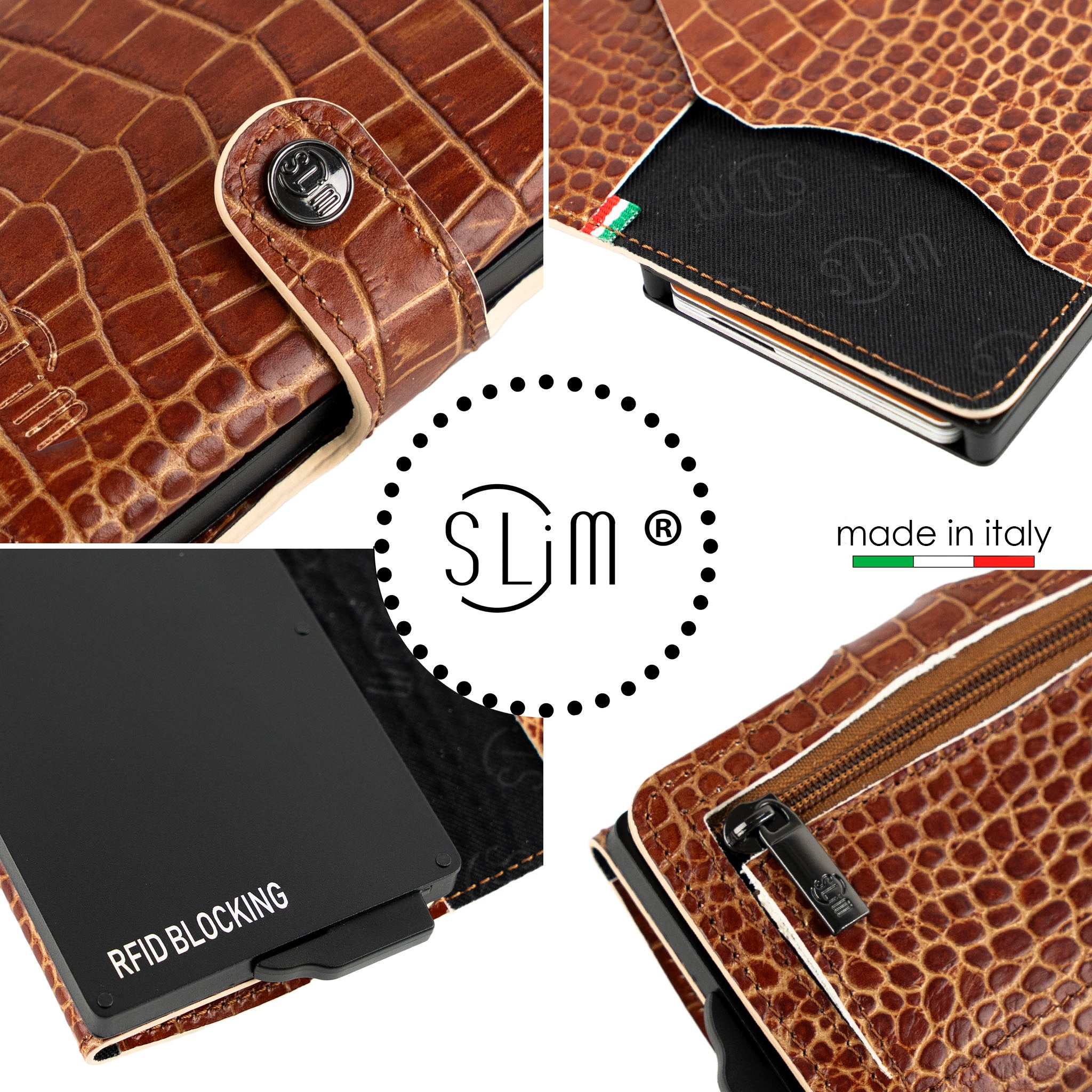 SLim Stampa Cocco portacarte pelle cuoio RFID