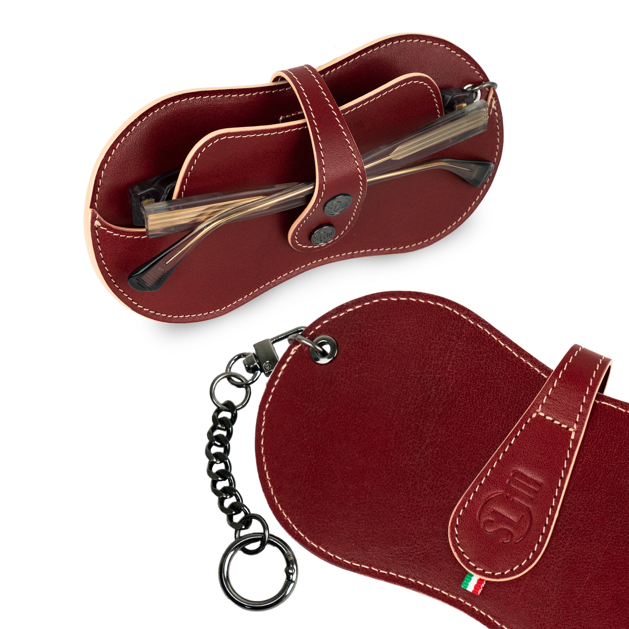 SLim Vision Portaocchiali Vegetale Rosso Vera Pelle