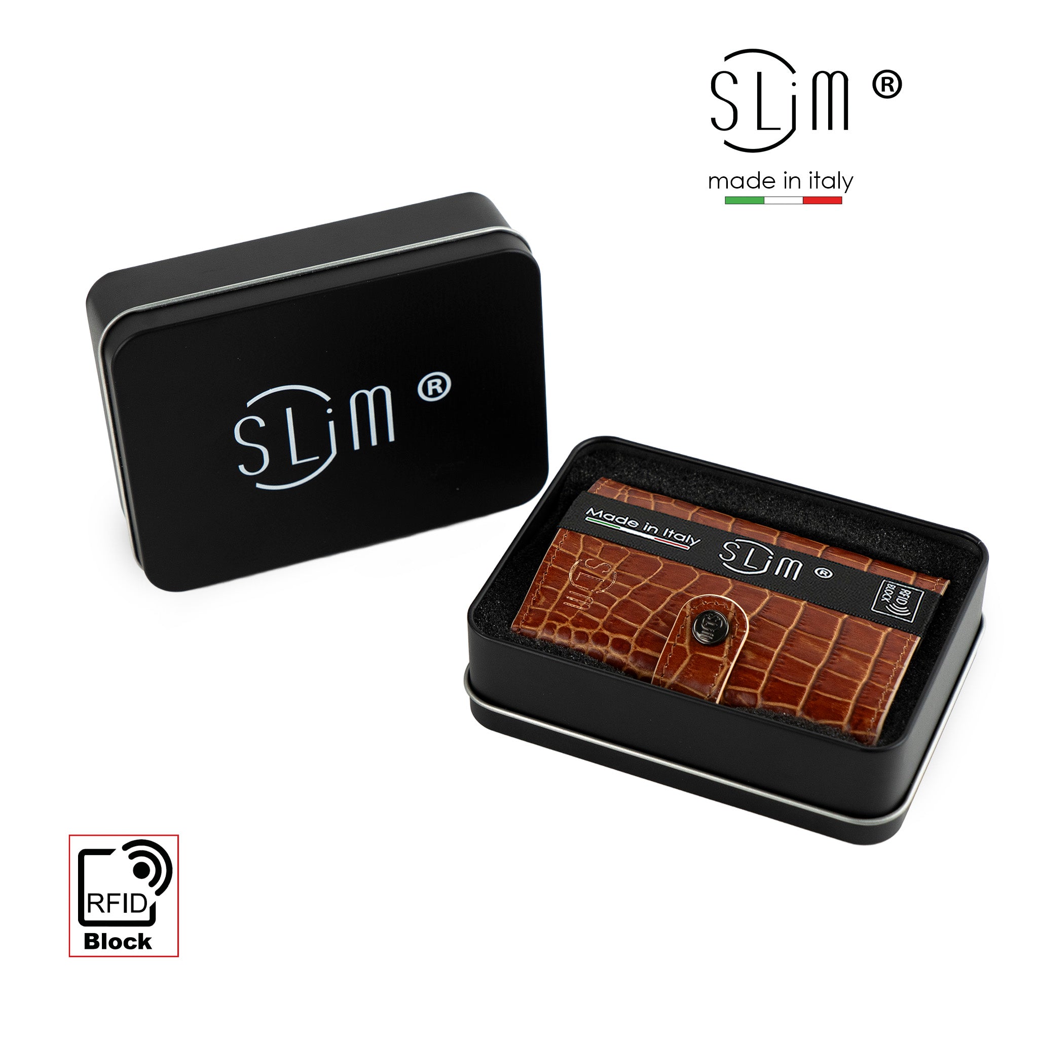 SLim Stampa Cocco portacarte pelle cuoio RFID