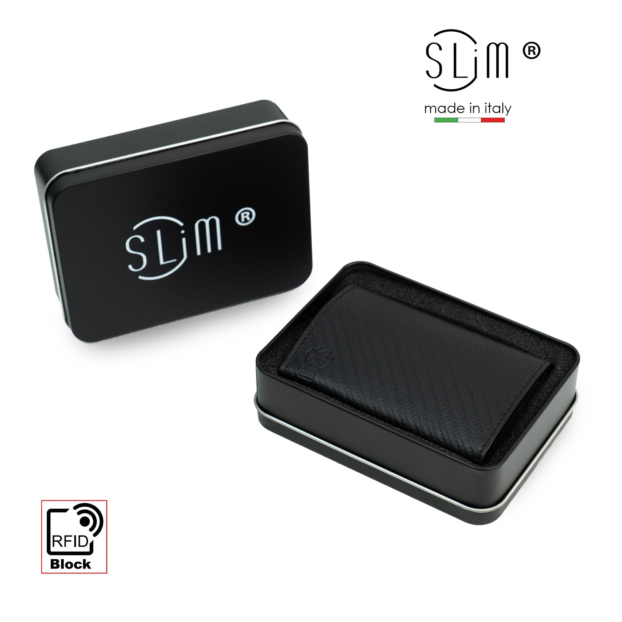 SLim Touch Carbon Nero portafoglio compatto RFID