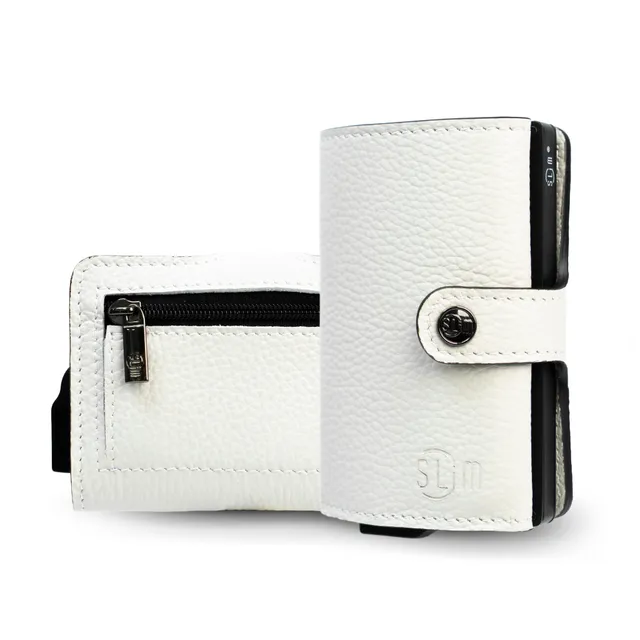 SLim Bottalato Ghiaccio portafoglio compatto vera pelle RFID