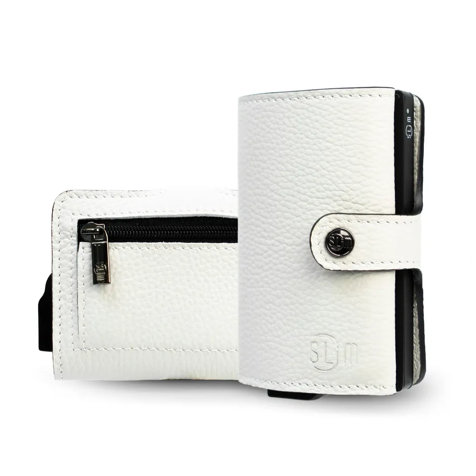 SLim Bottalato Ghiaccio portafoglio compatto vera pelle RFID