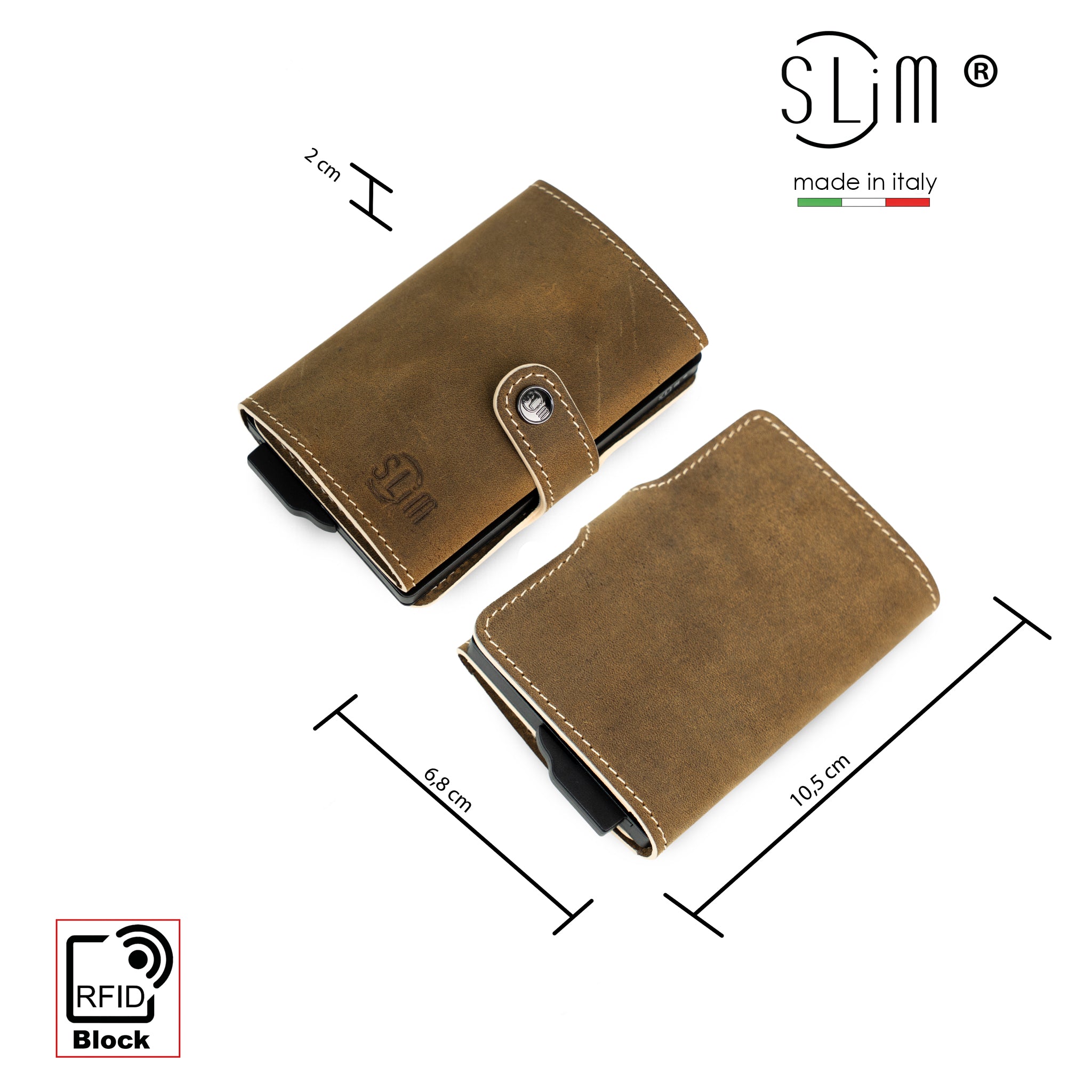 SLim Crazy Horse porta carte pelle cuoio senza zip RFID