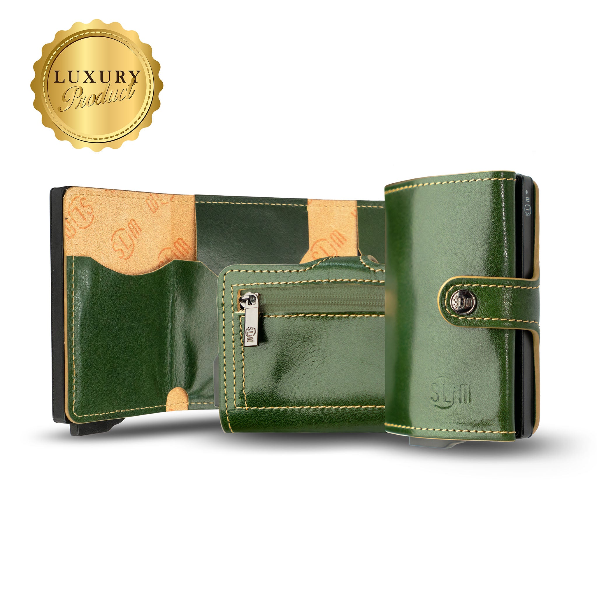 SLim Vera Pelle Vegetale Nero portafoglio compatto RFID