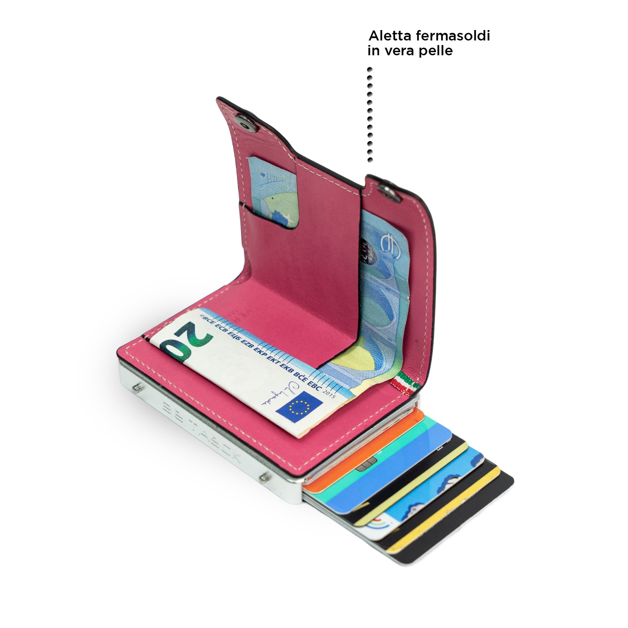 SLim Be Tasck Portafoglio Pelle Vegetale Fucsia Frame