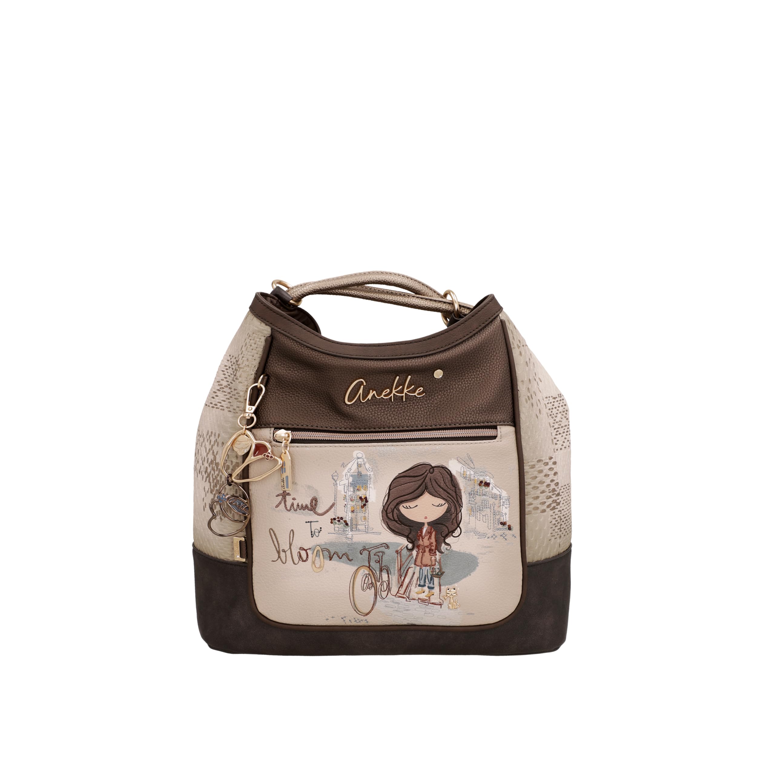 Anekke Tulip zaino convertibile borsa ricamato grande