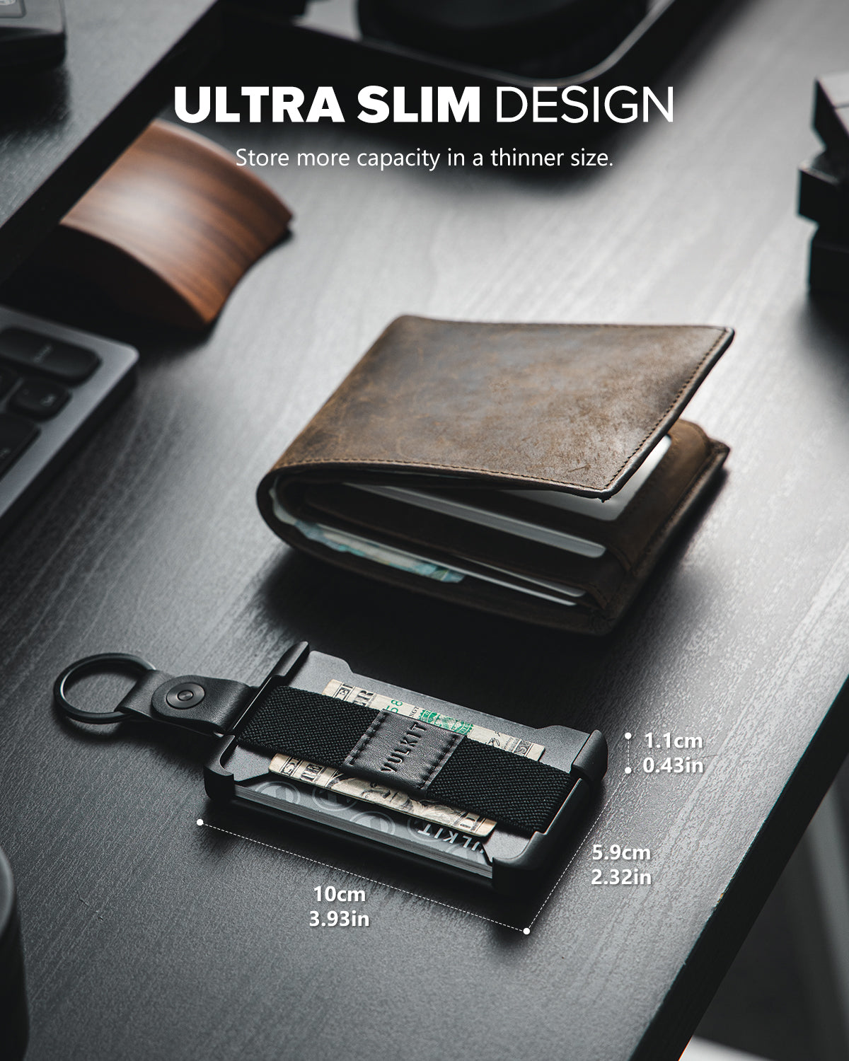 VULKIT VCL200 Portacarte Slim Alluminio Nickel Grey 9 Carte
