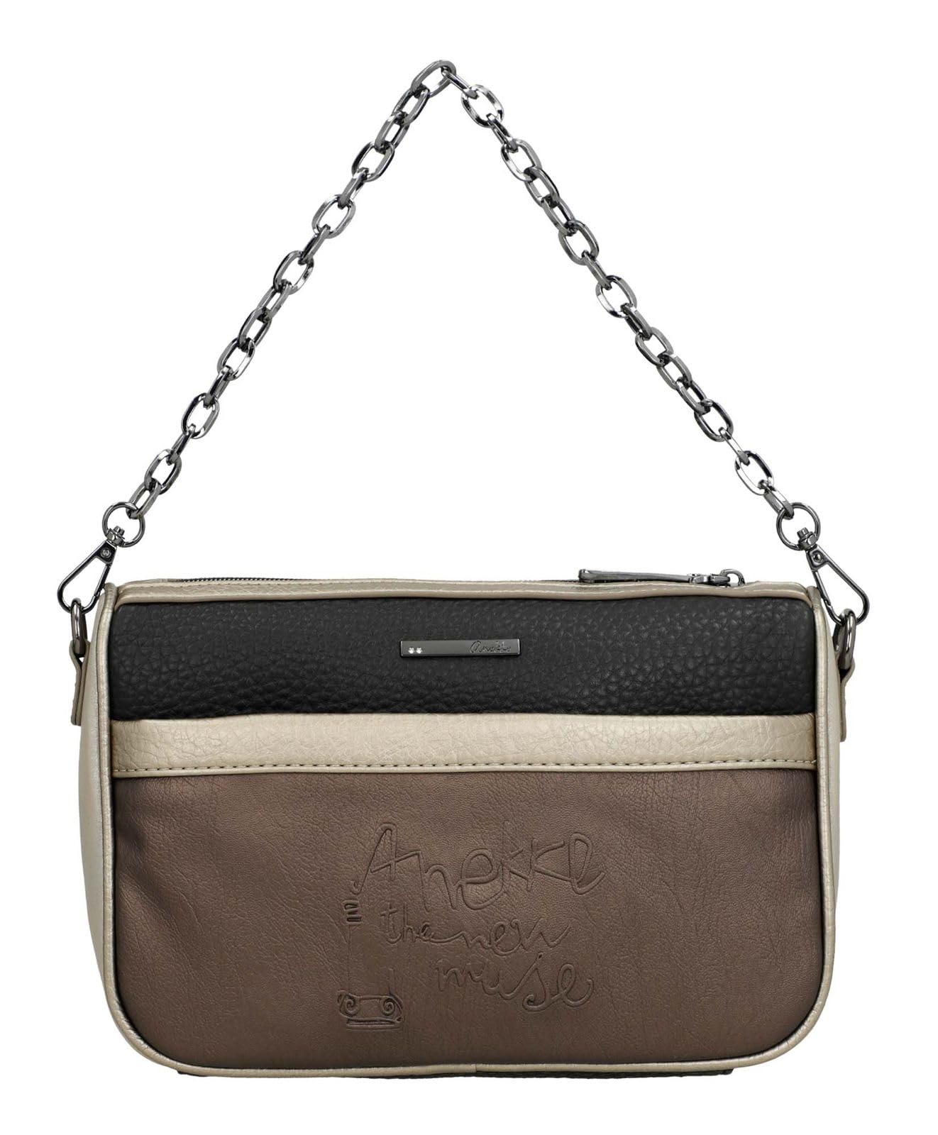 Anekke Essentials Borsa a Tracolla Nera con Stampa