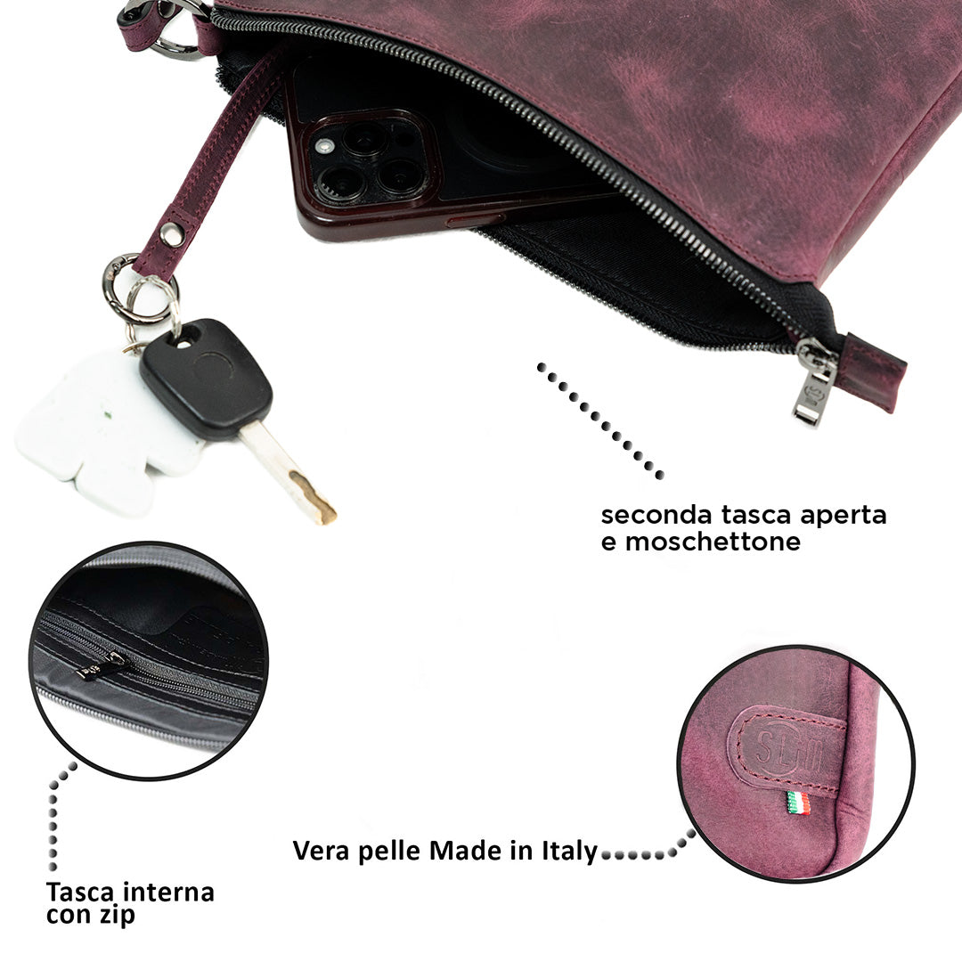 SLim Pochette Max Crazy Viola pochette pelle viola