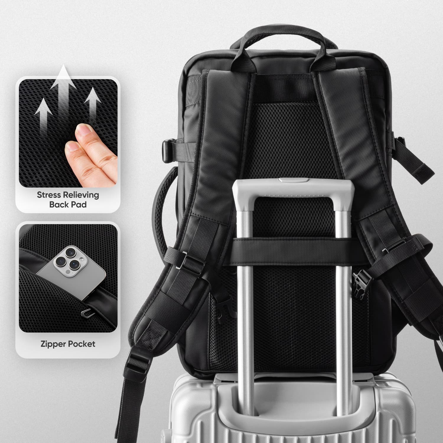 VULKIT Backpacks VBP100 zaino viaggio espandibile nero