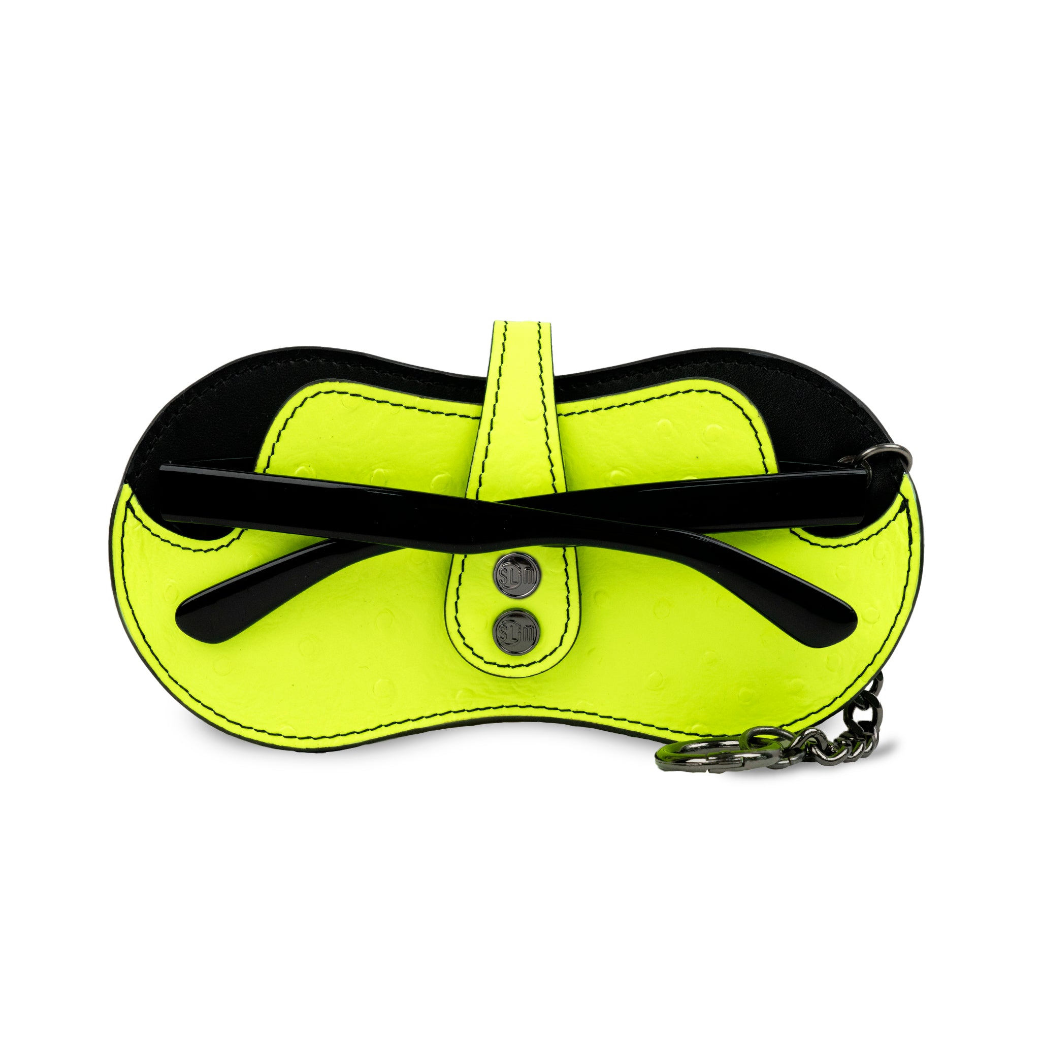 SLim Vision portaocchiali vera pelle Lime e Nero