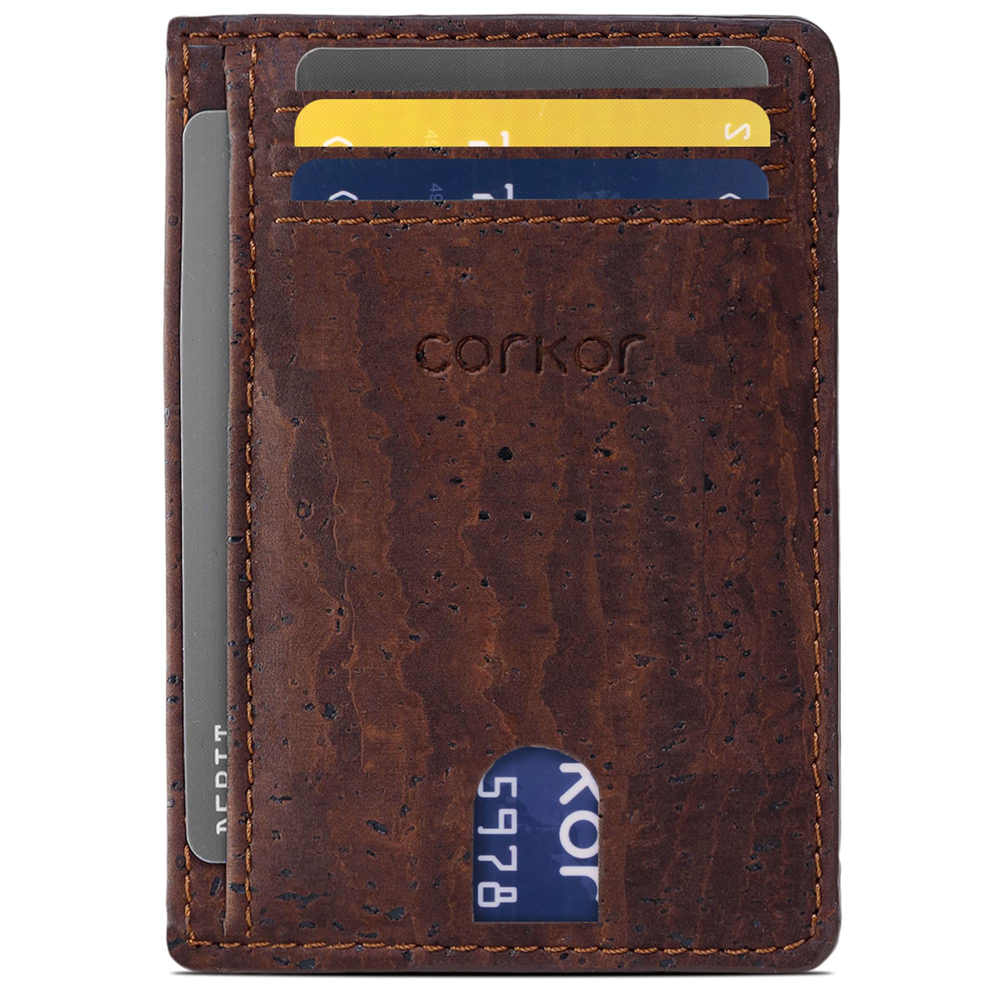 Corkor Wallets Porta Carte Sughero Marrone Minimalista RFID