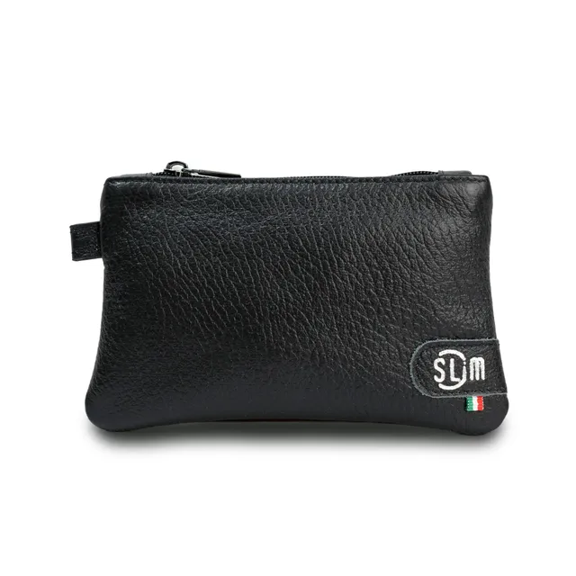 SLim Mini Pochette Pelle Bottalato Nero