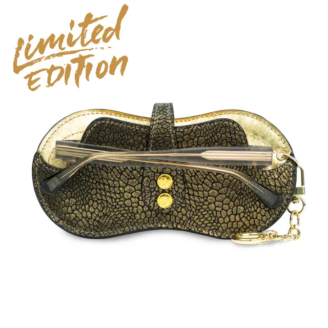 SLim Vision portaocchiali vera pelle Animalier Sablè Dorato