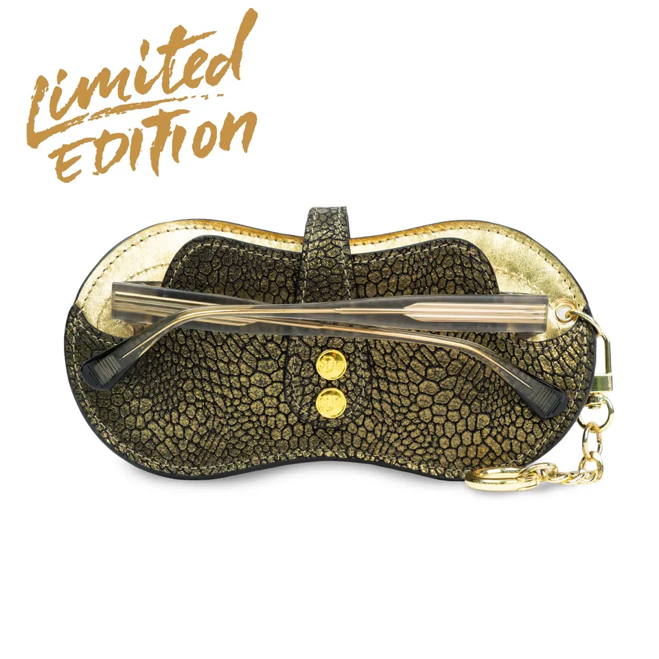 SLim Vision portaocchiali vera pelle Animalier Sablè Dorato