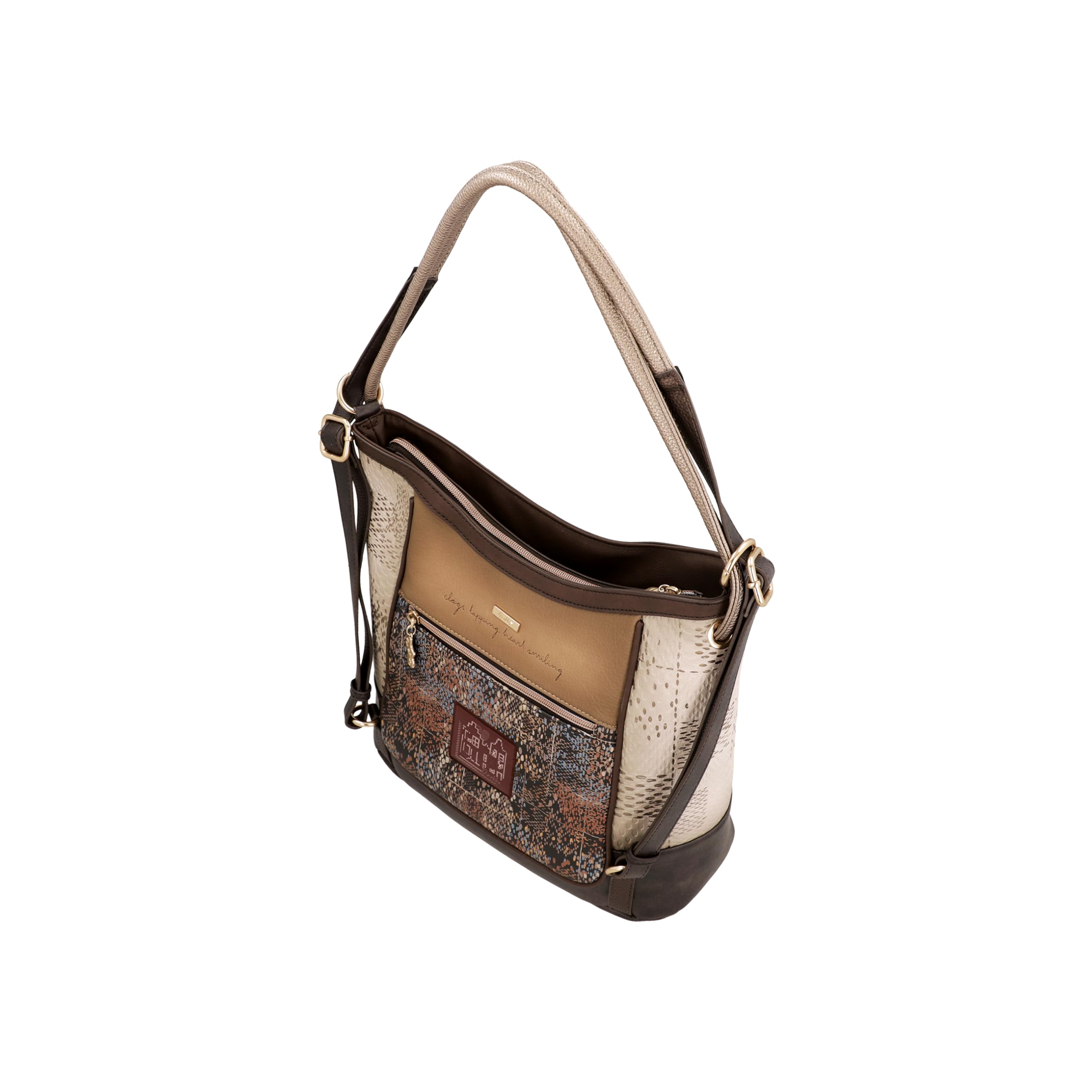 Anekke Tulip zaino convertibile borsa ricamato grande