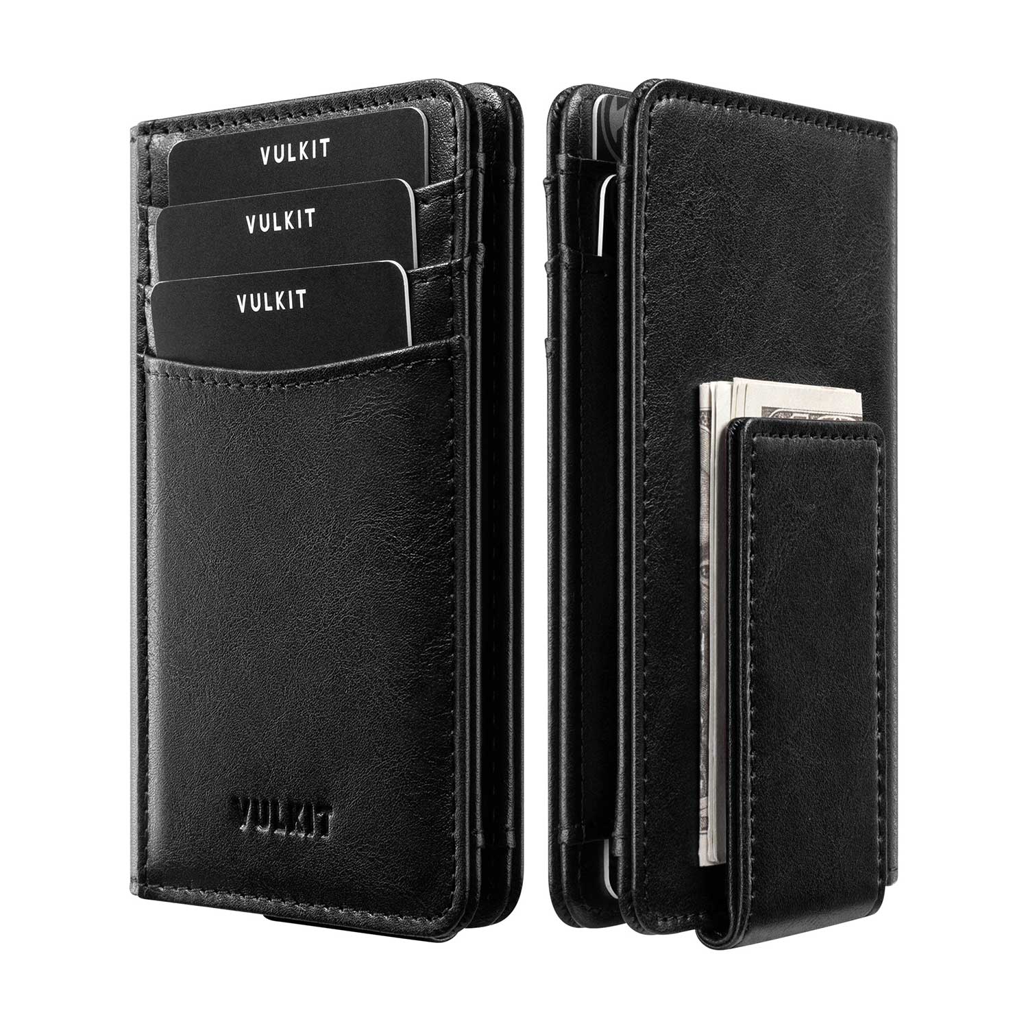 VULKIT Card Holders VW136 portafoglio pelle nero magnetico RFID