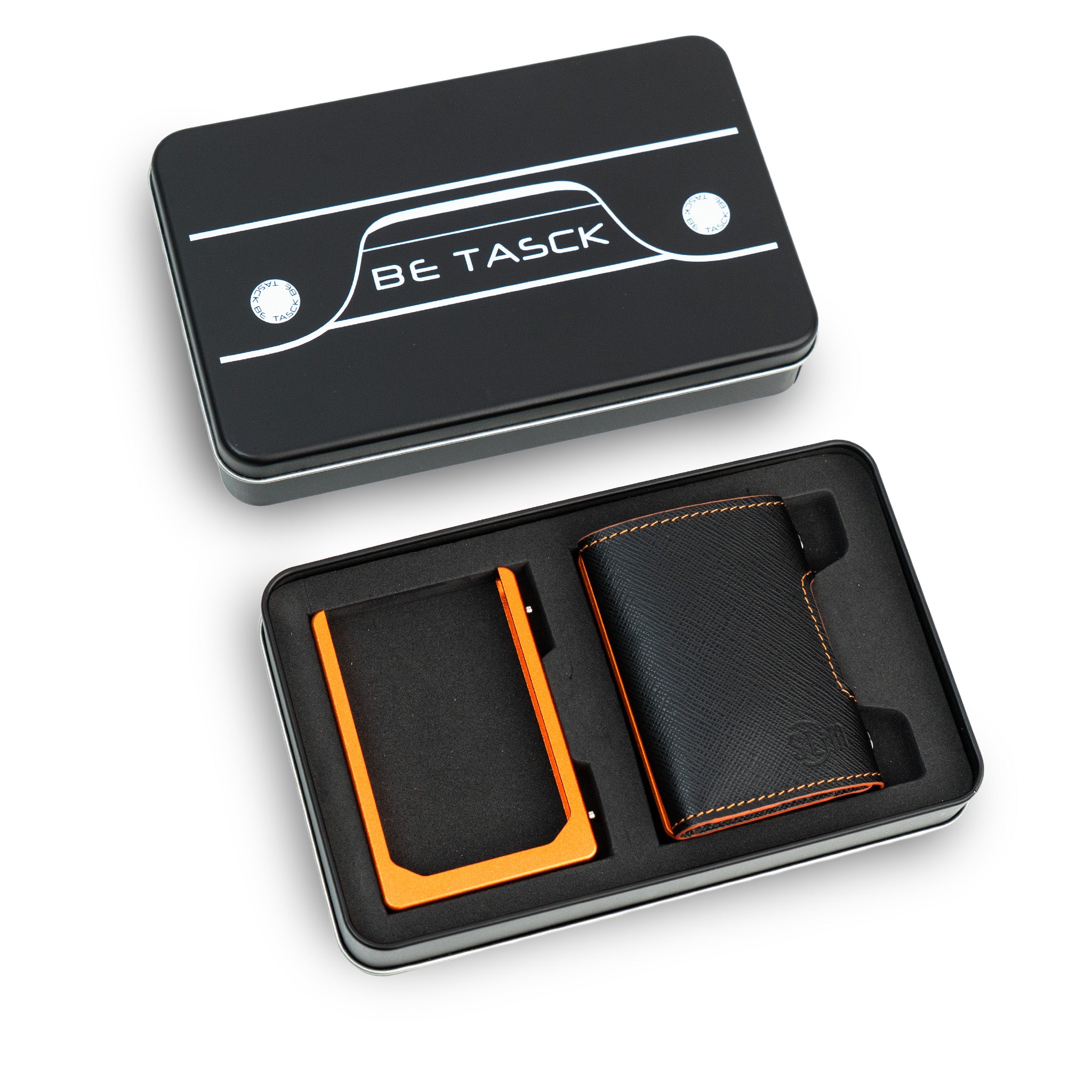 SLim Be Tasck portacarte saffiano Nero Arancio