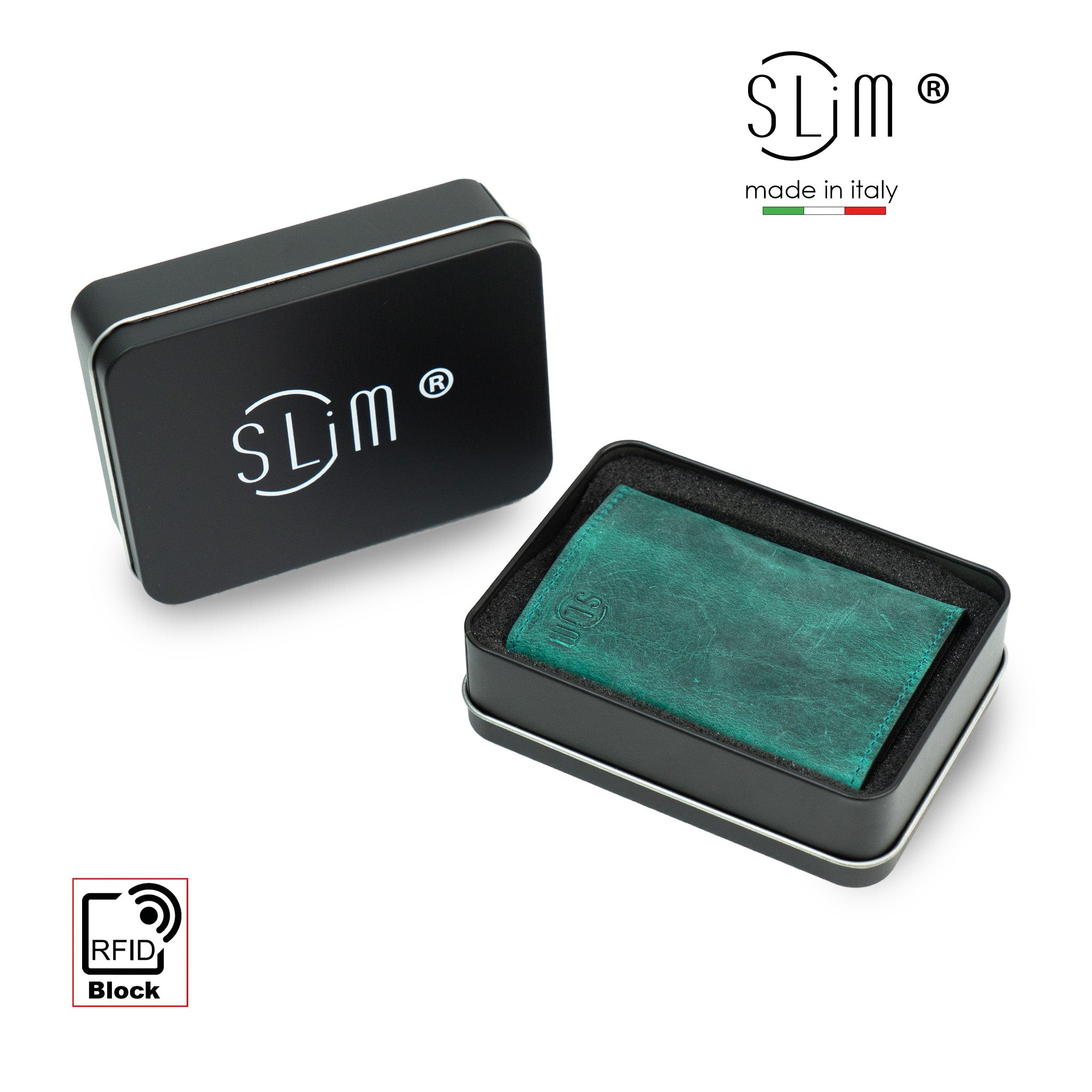 SLim SLim Touch Crazy portafoglio aquamarina RFID