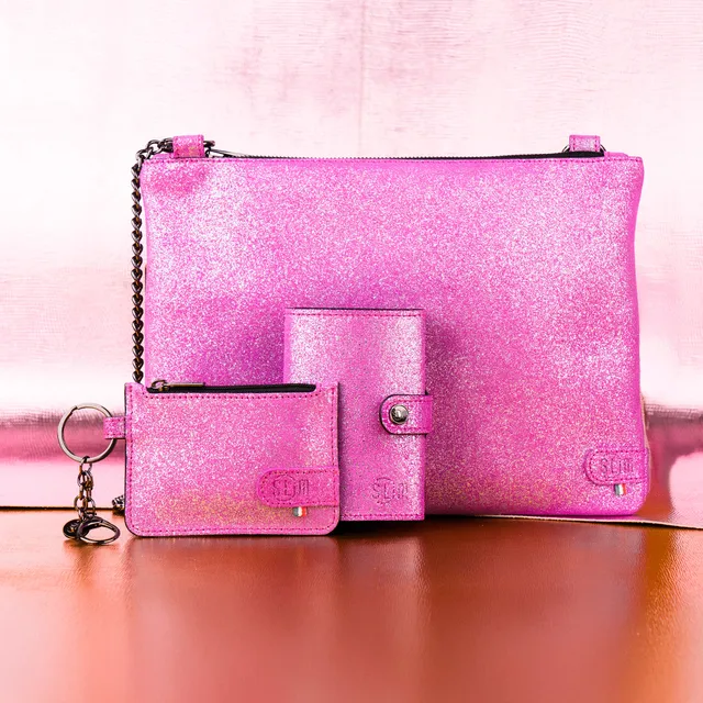 Pochette Polsiera Set Metal Viola Glitter Piccola