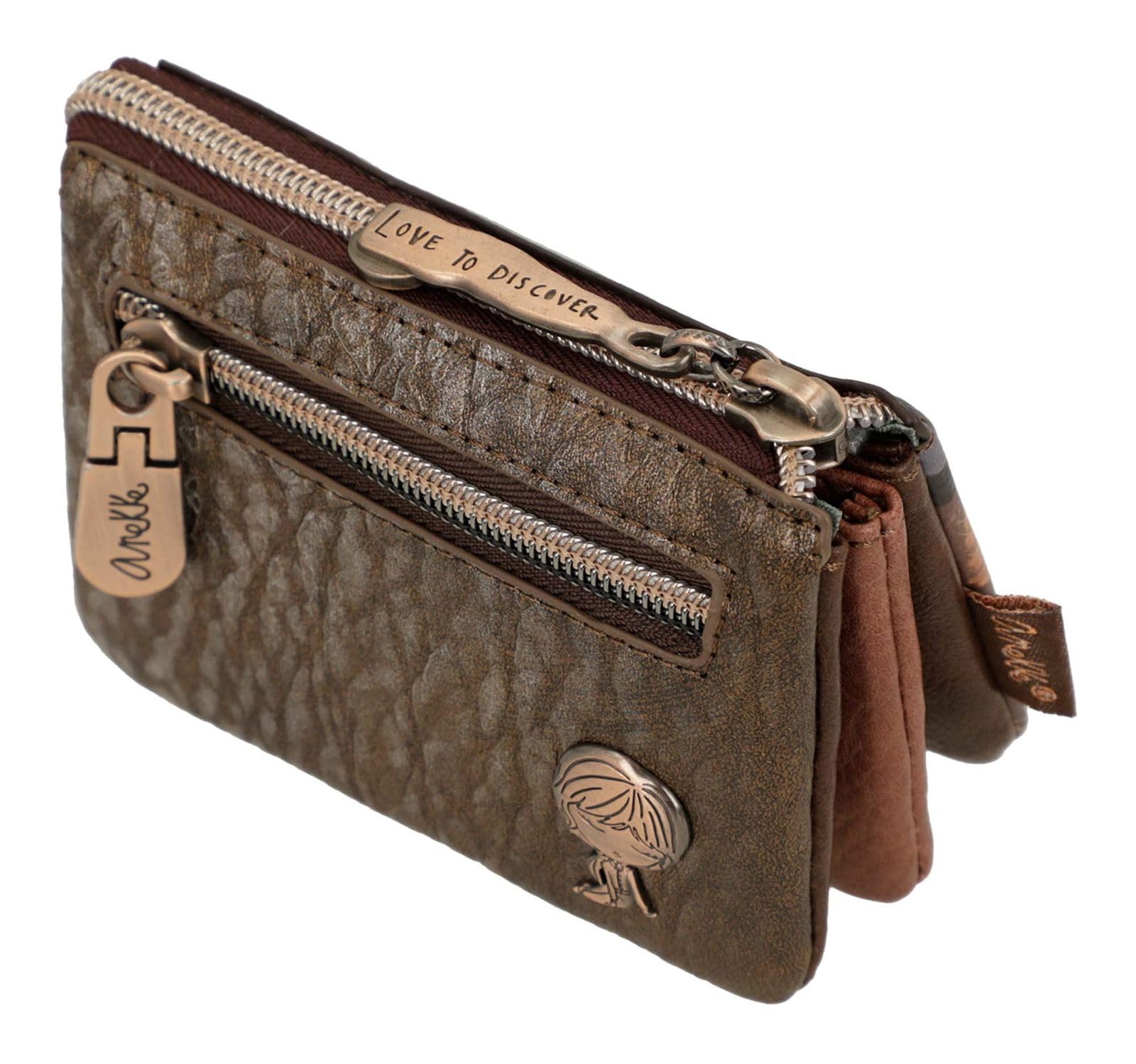 Anekke Outer portamonete 3 scomparti marrone 11x8x3 cm
