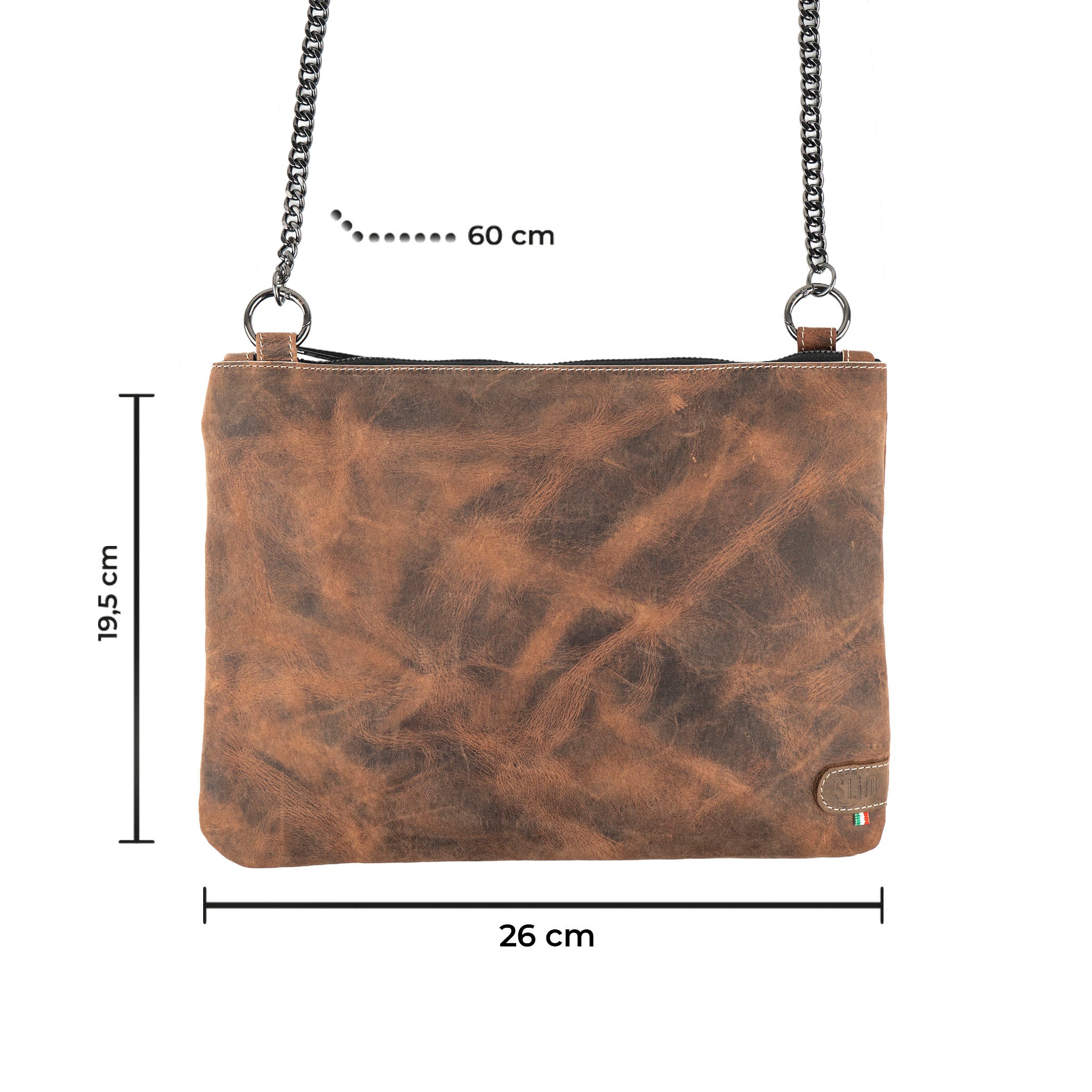 SLim Pochette Tracolla Pelle Crazy Brown 23x14 cm
