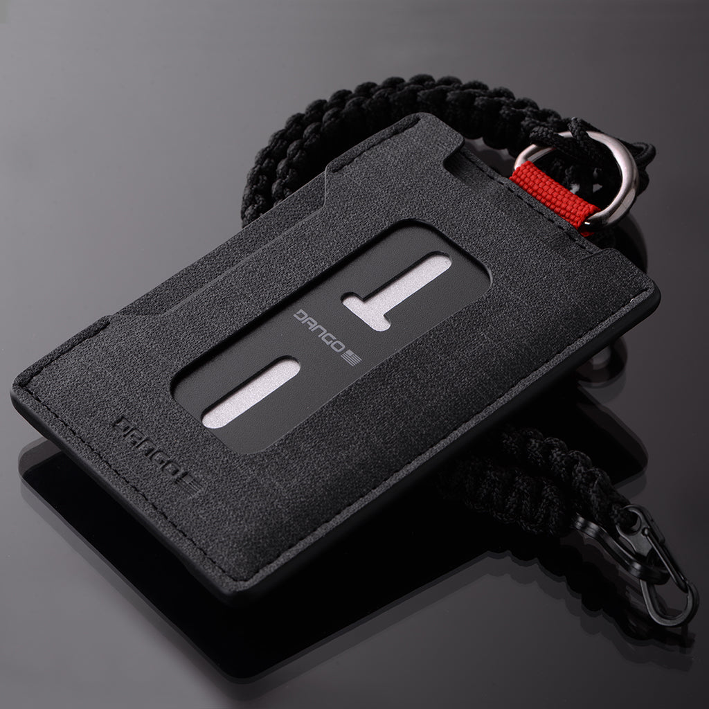 Dango Cords Tethers laccetto collo paracord nero con porta badge