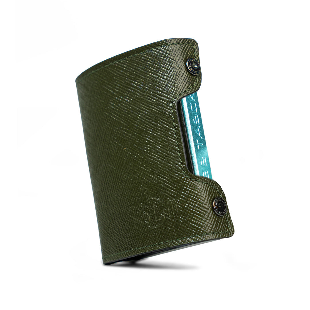SLim Be Tasck Saffiano Portafoglio Verde Pelle RFID