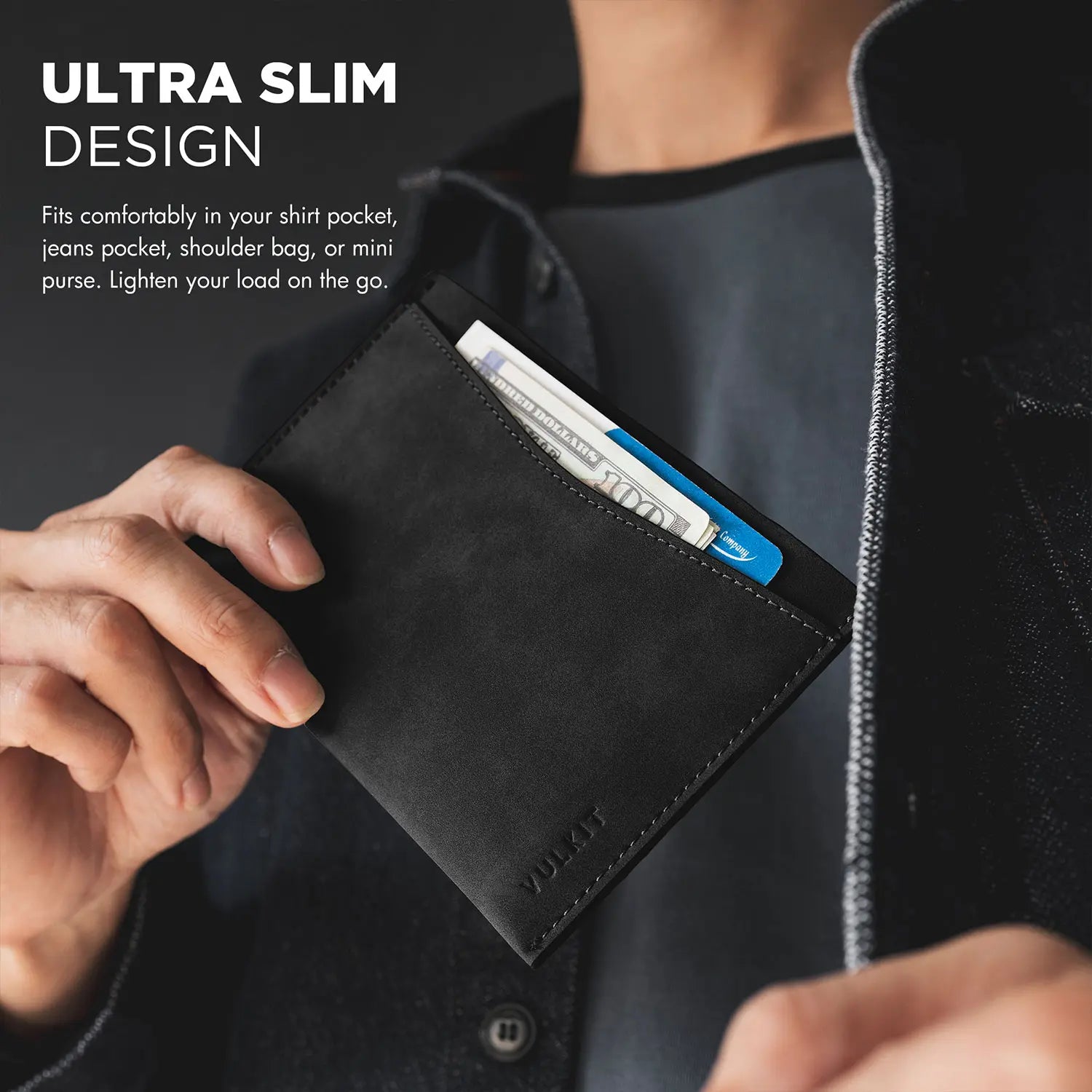 VULKIT Passport VPW117 cover passaporto pelle nera slim RFID