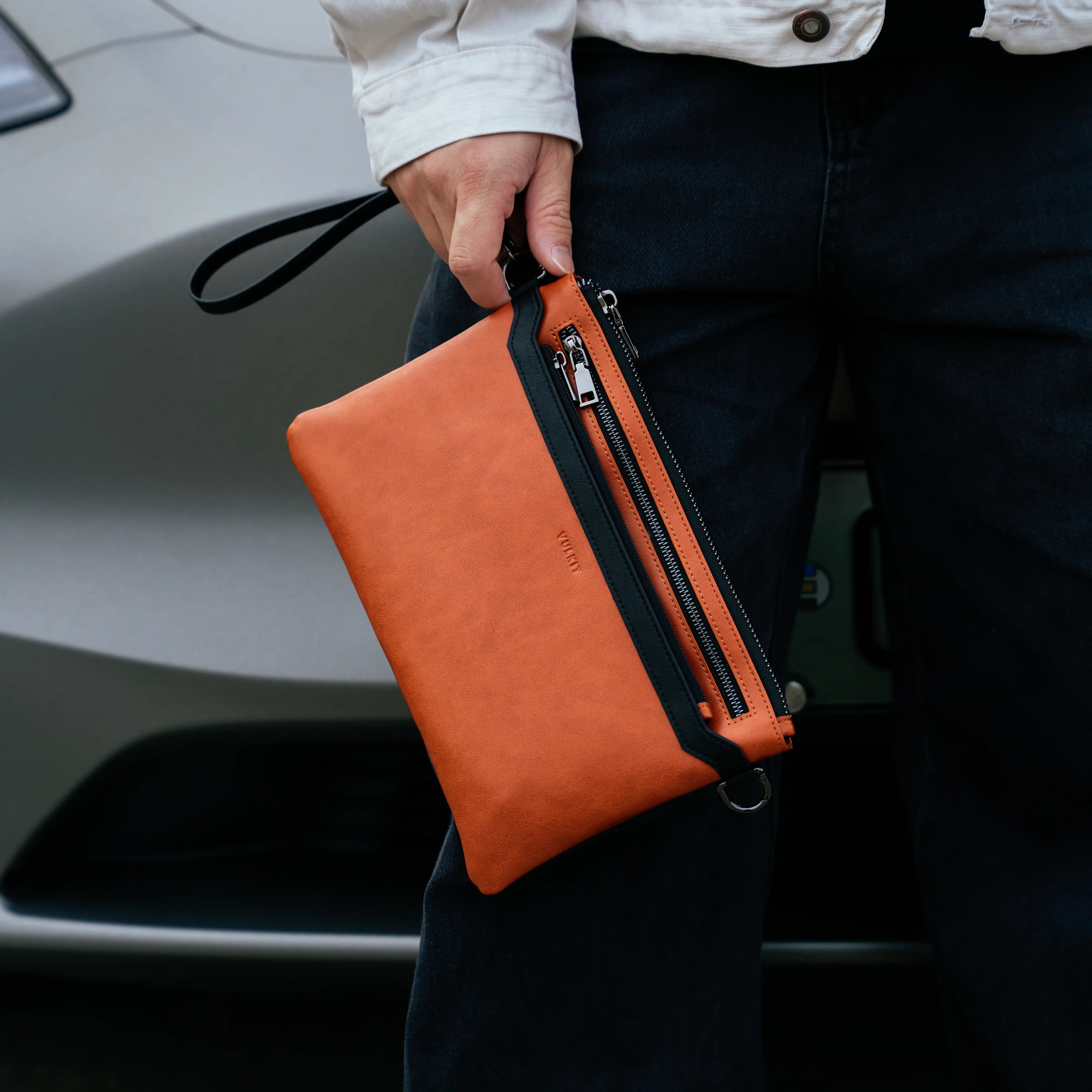 VULKIT VB110 Clutch Pelle Whiskey Tan RFID Lavoro
