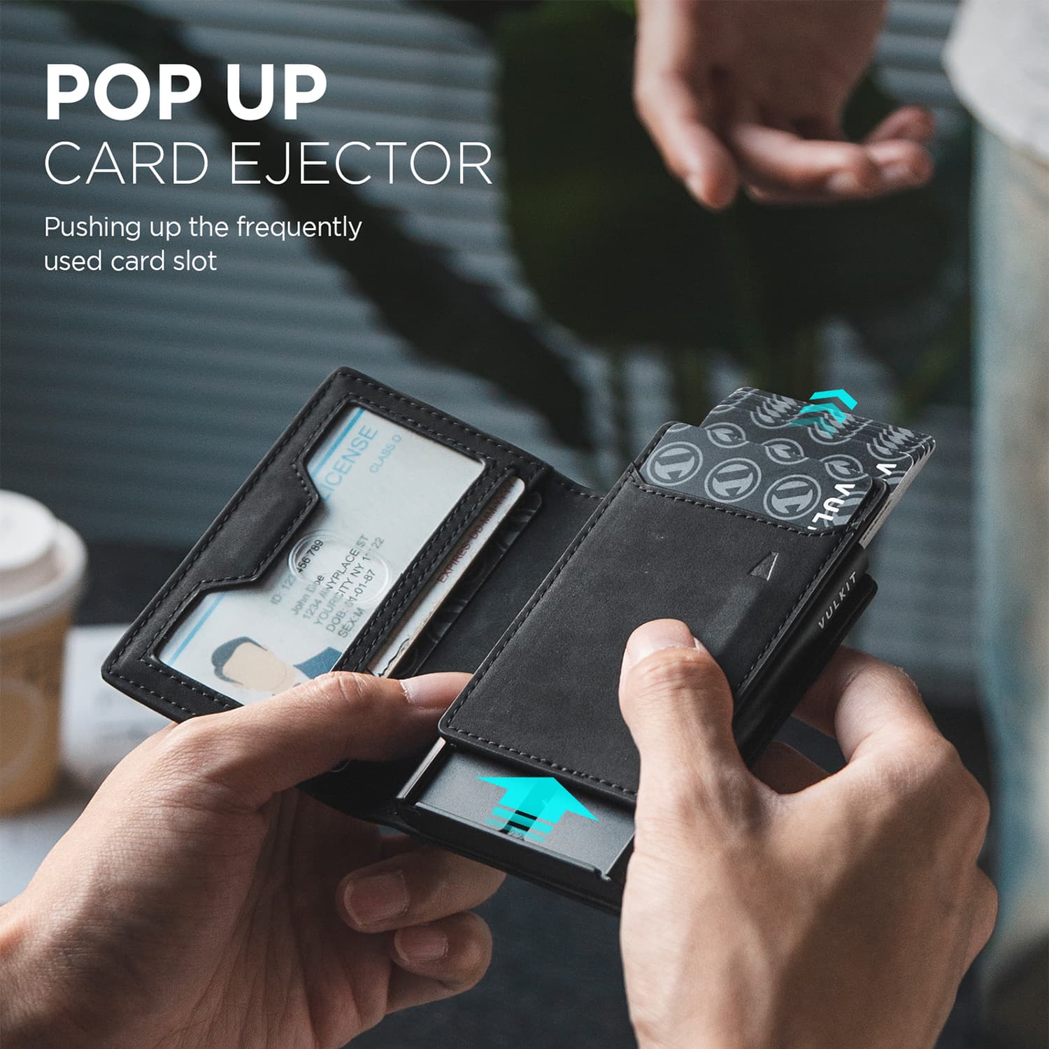 VULKIT VC502 portafoglio bifold RFID espulsore carte