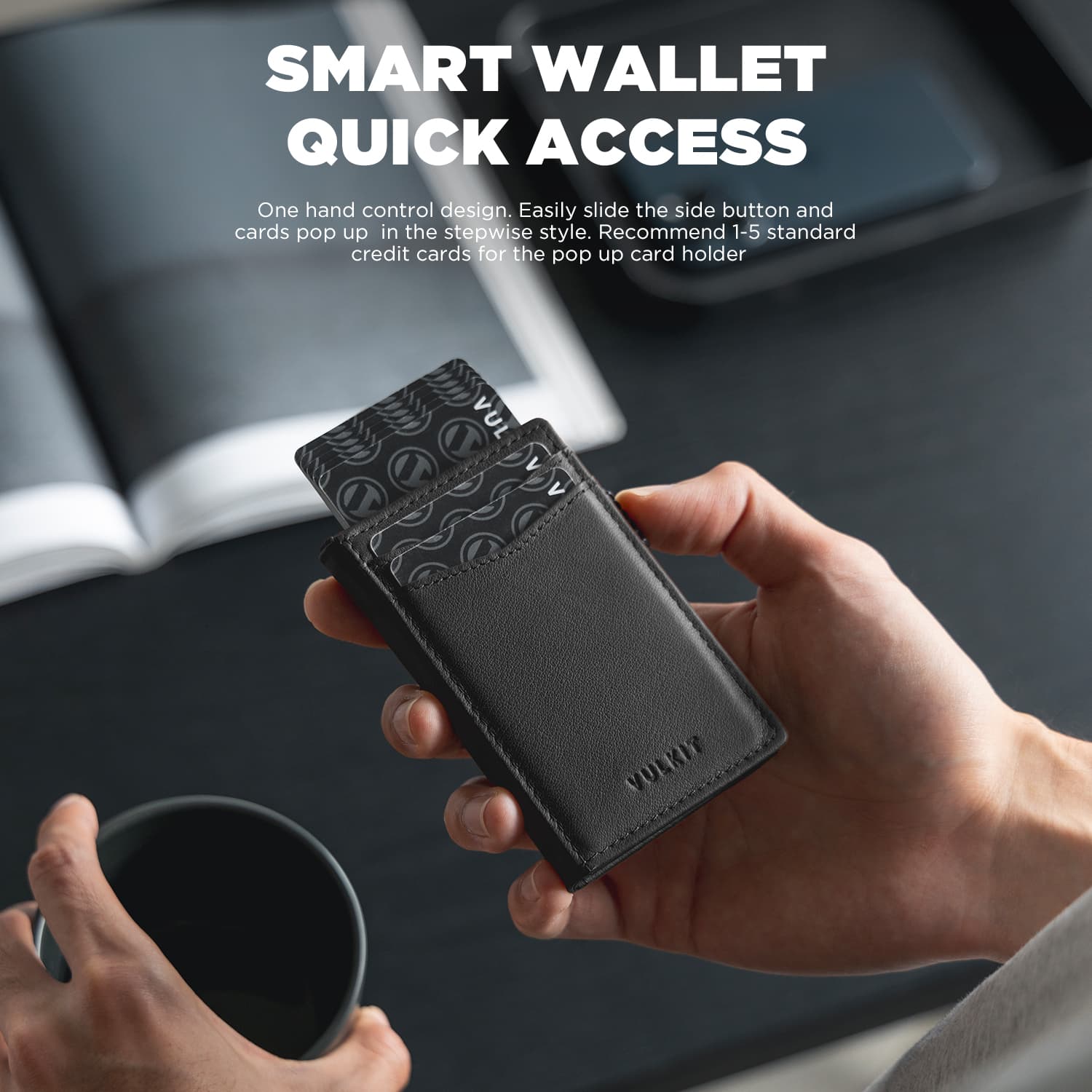 VULKIT Pop Up Wallet VC315P portafoglio marrone pelle RFID