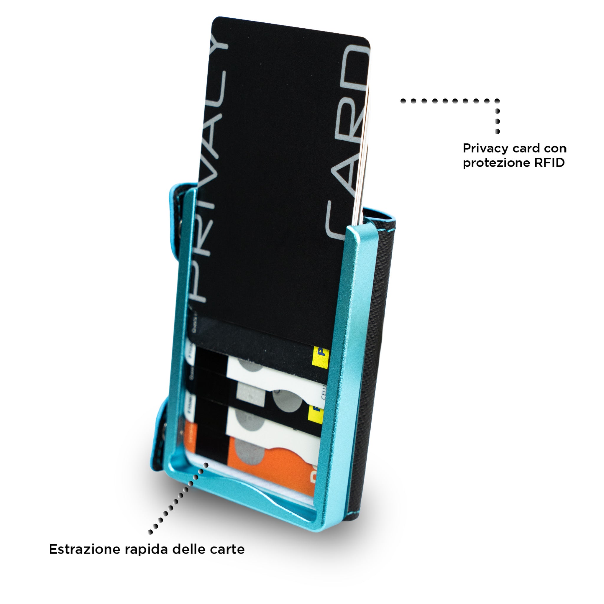 Be Tasck Portacarte Saffiano Nero e Azzurro